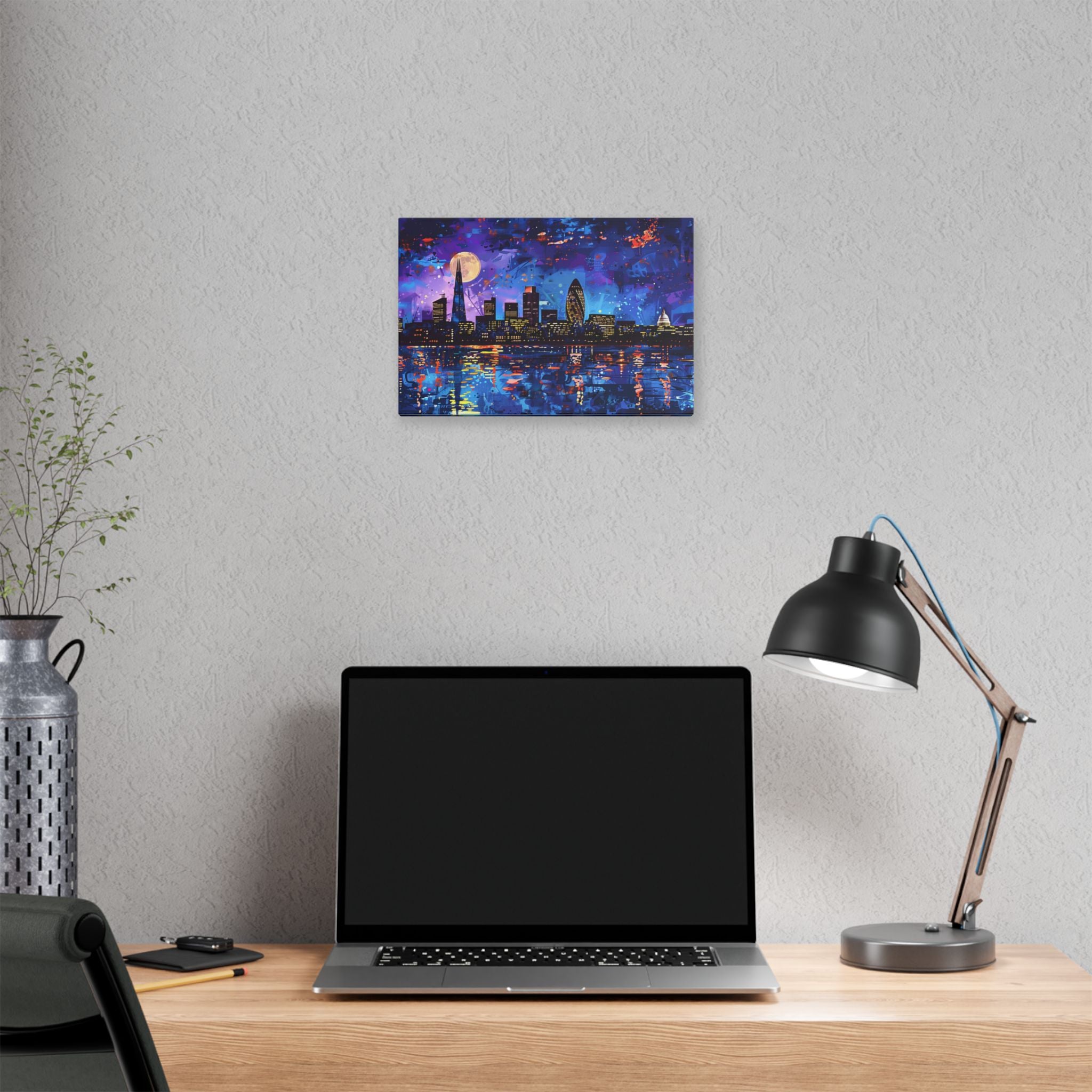 London Skyline Canvas Print – Vibrant Night Cityscape Stretched Wall Art
