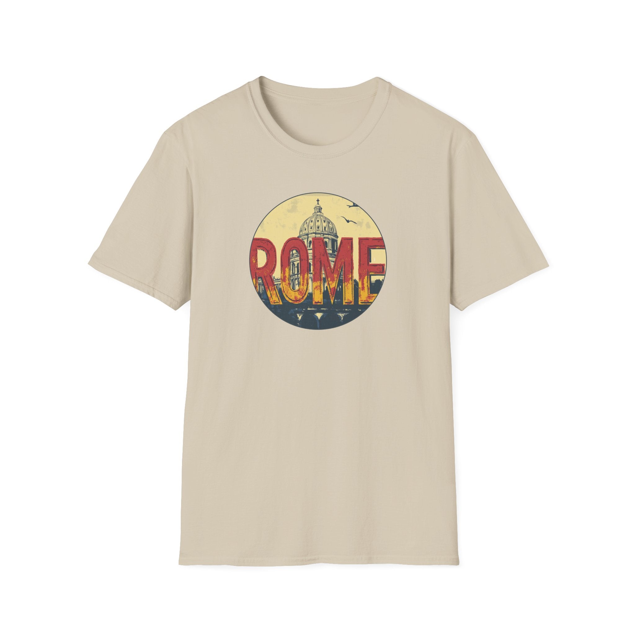 Rome skyline circle graphic T-Shirt | Vatican St. Peter dome vintage travel design
