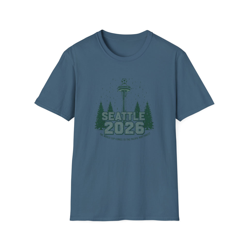 Seattle 2026 Souvenir T-Shirt — Space Needle & Pine Trees Travel Tee