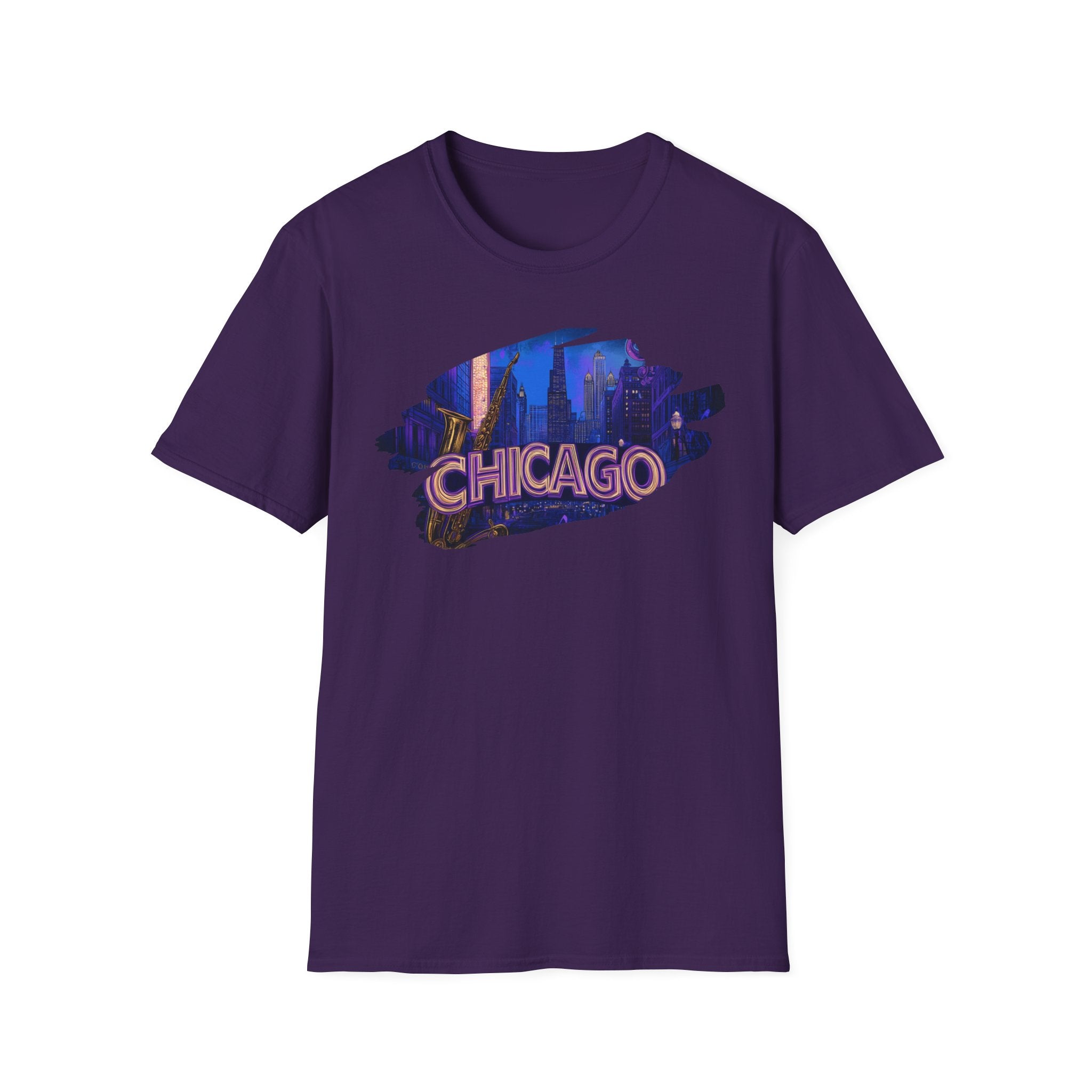 Chicago Neon Skyline T-Shirt | Cityscape Night Design