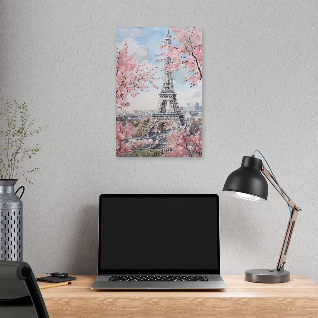 Eiffel Tower Cherry Blossom Canvas Print — Paris Wall Art