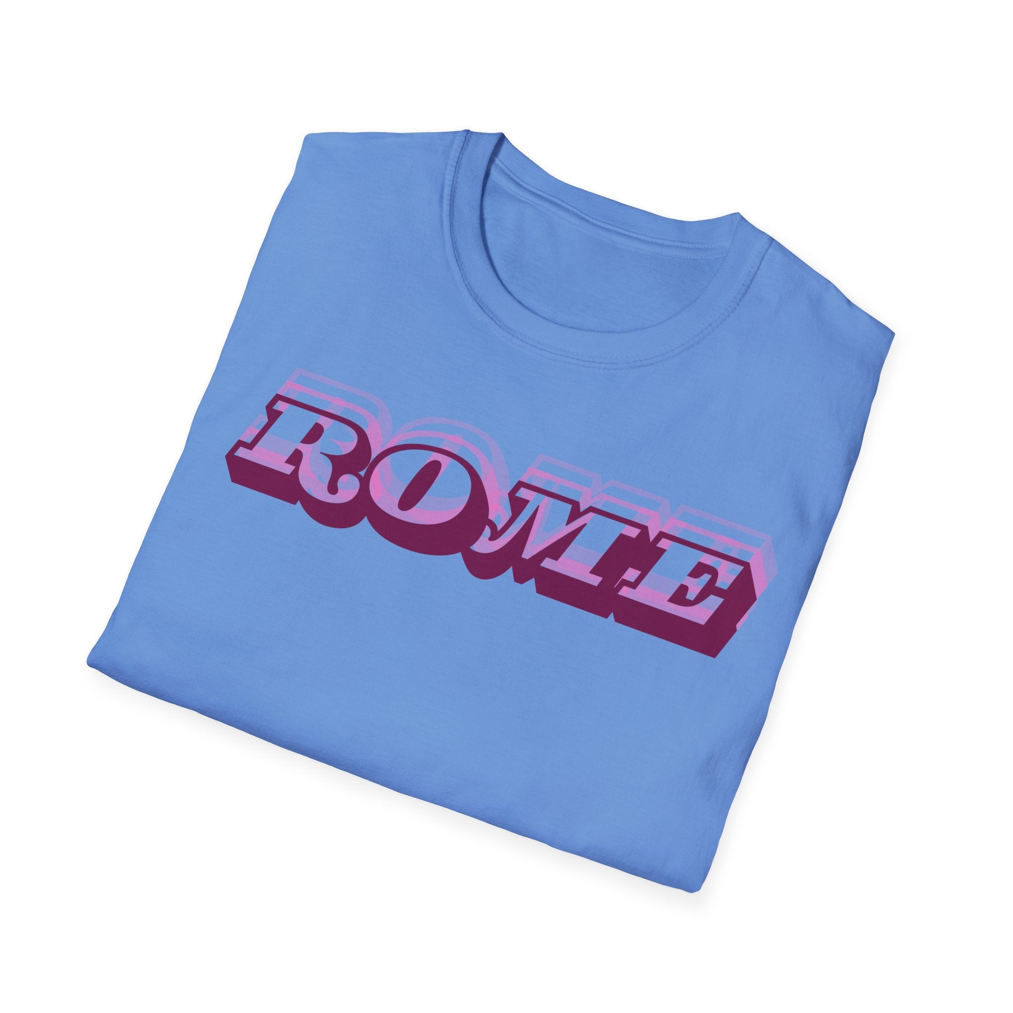 ROME 3D Retro Text T-Shirt | Pink Ombre City Typography