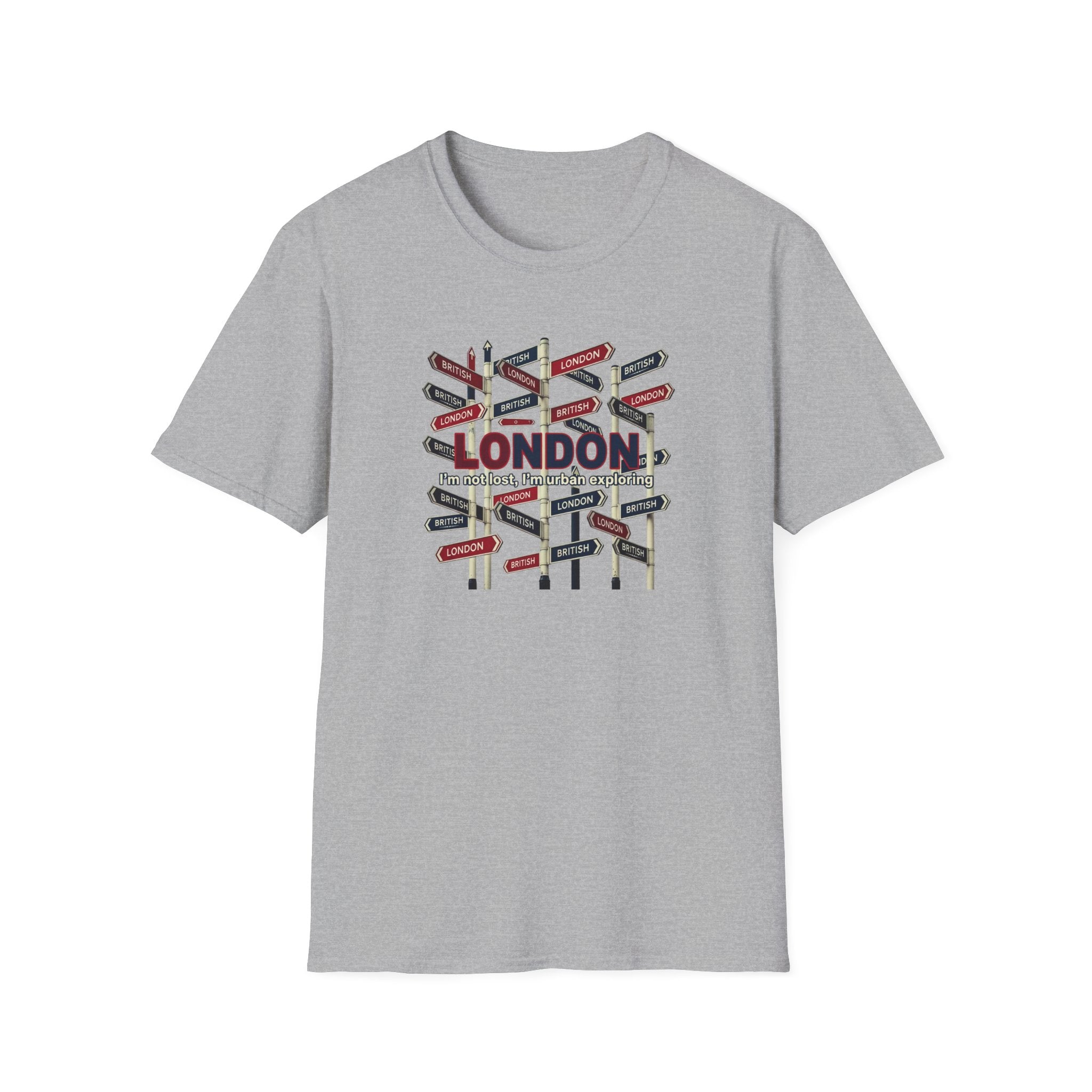 London Street Signs T-Shirt — Vintage Union Jack Directional Graphic