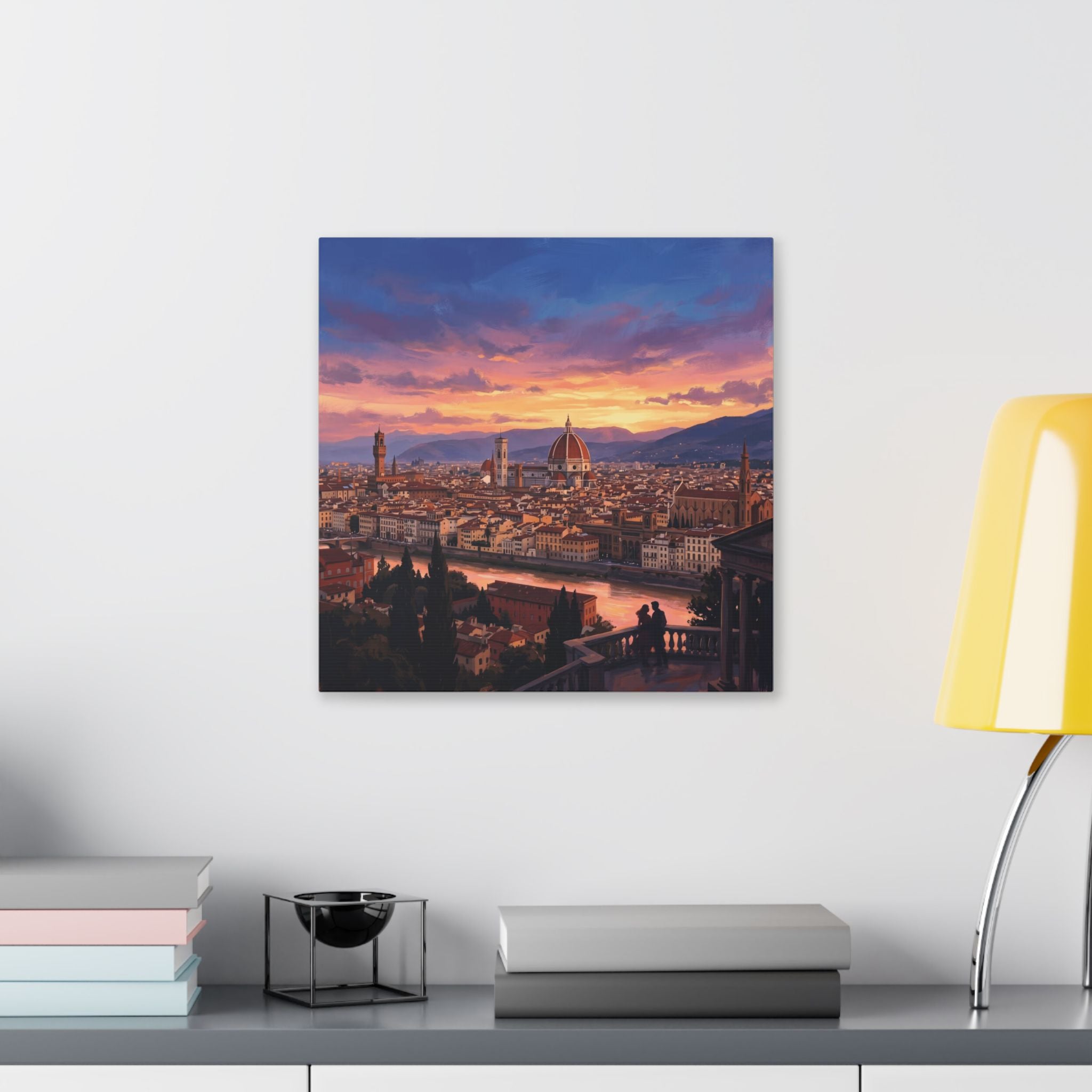 Florence Sunset Canvas Print — Romantic Cityscape Stretched Canvas