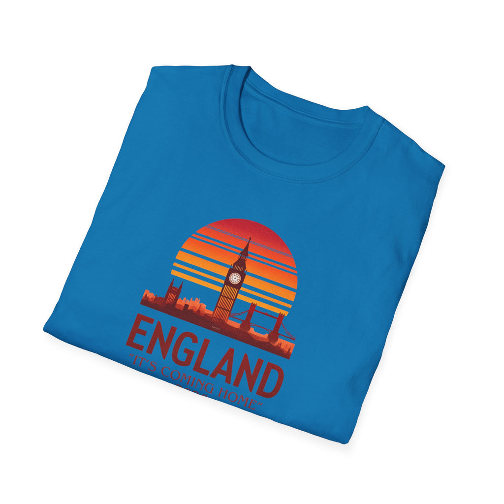 England Skyline World Cup 2026 T‑Shirt — "England It's Coming Home" Retro Sunset Tee