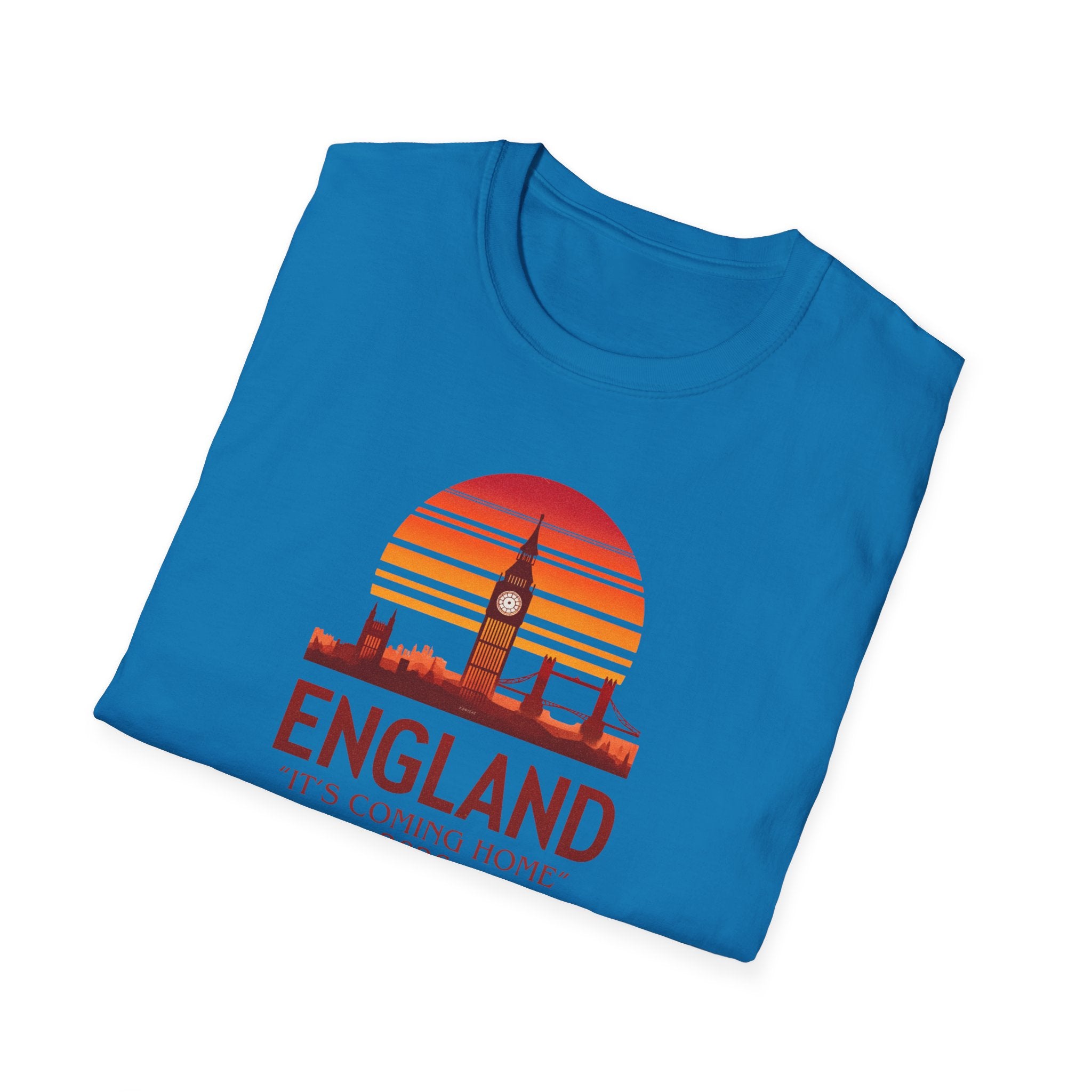 England Skyline World Cup 2026 T‑Shirt — "England It's Coming Home" Retro Sunset Tee