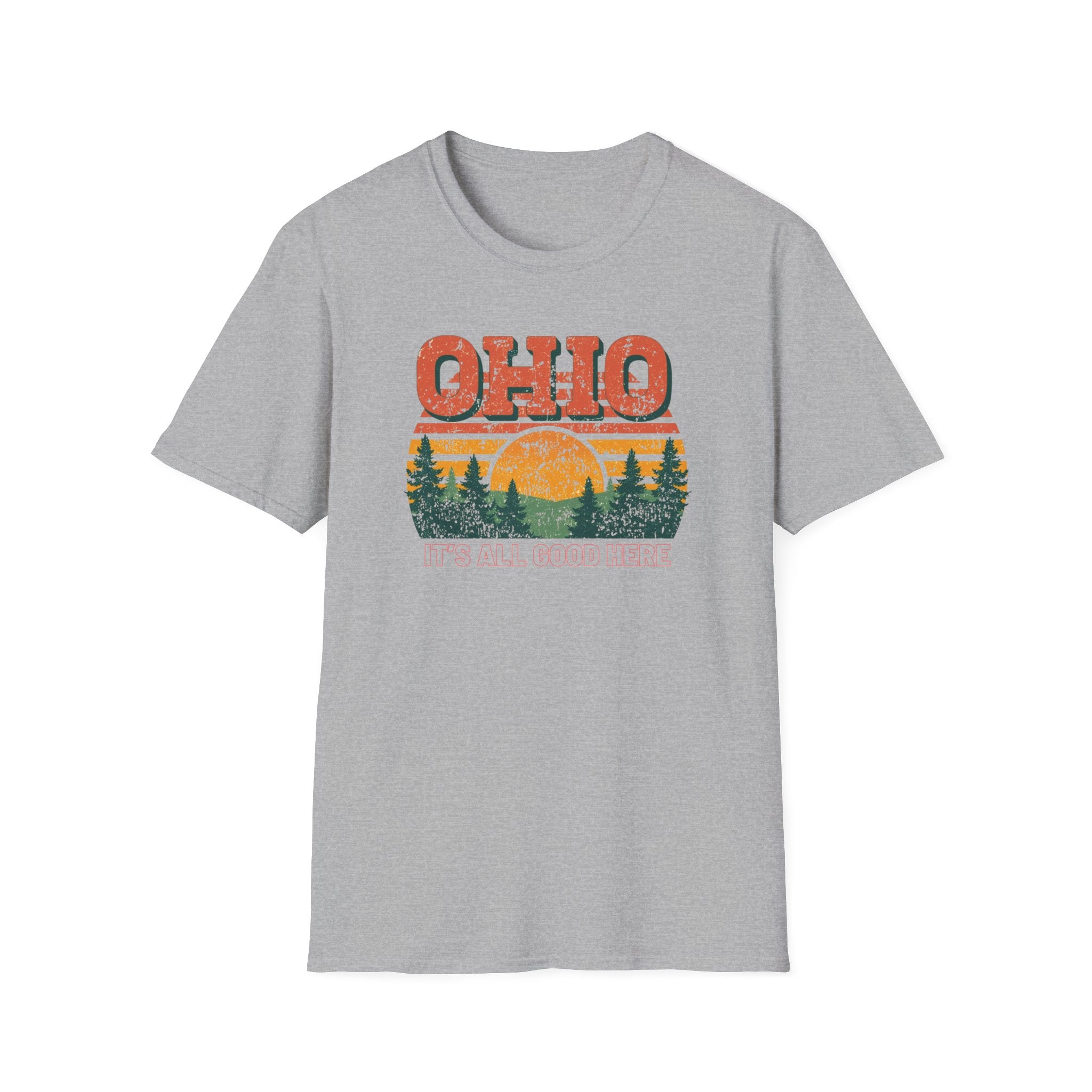 Ohio Sunset T-Shirt — 'Ohio It's All Good Here' Retro Nature Tee