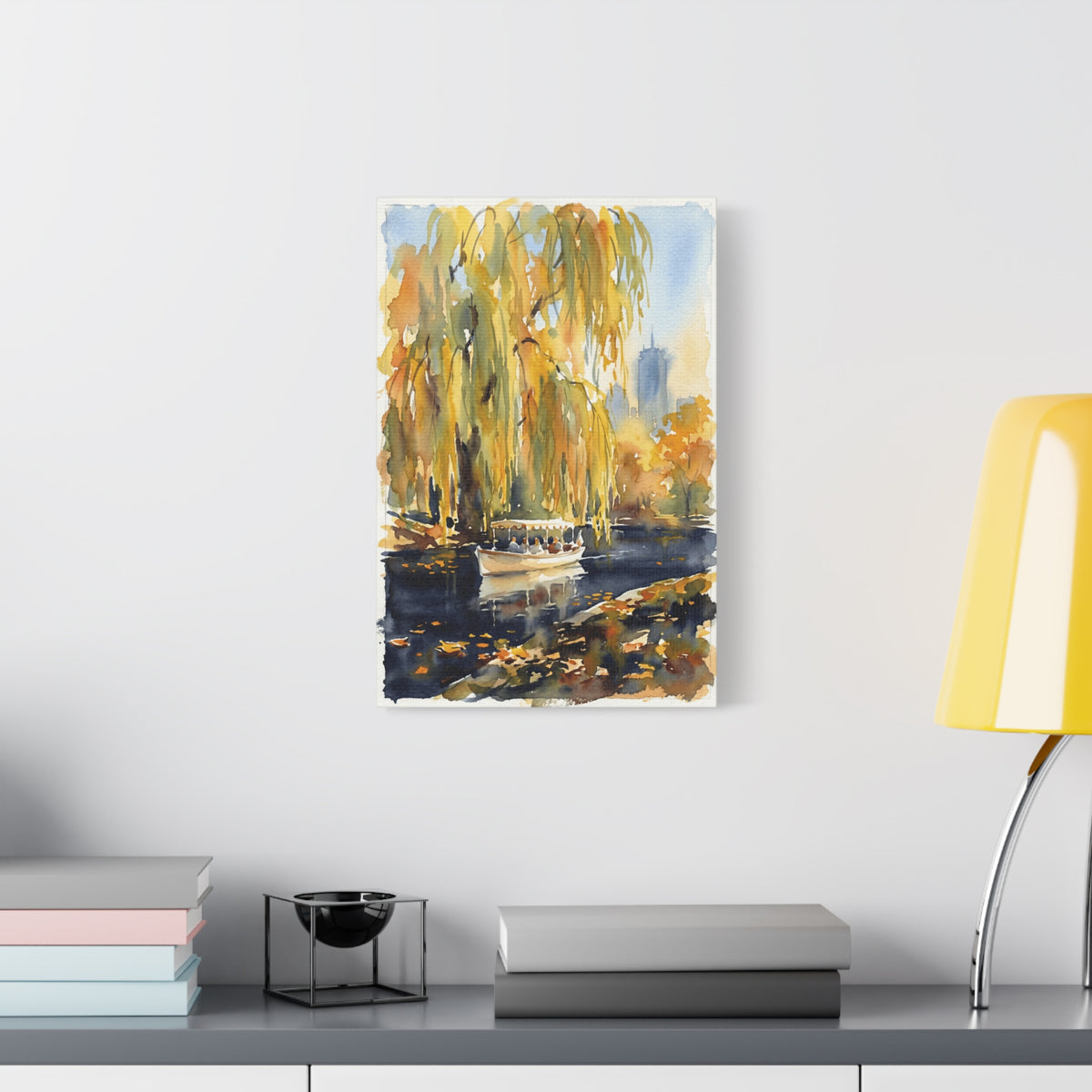 Boston Public Garden - New England - Hancock Tower - Autumn Willow Boat Canvas