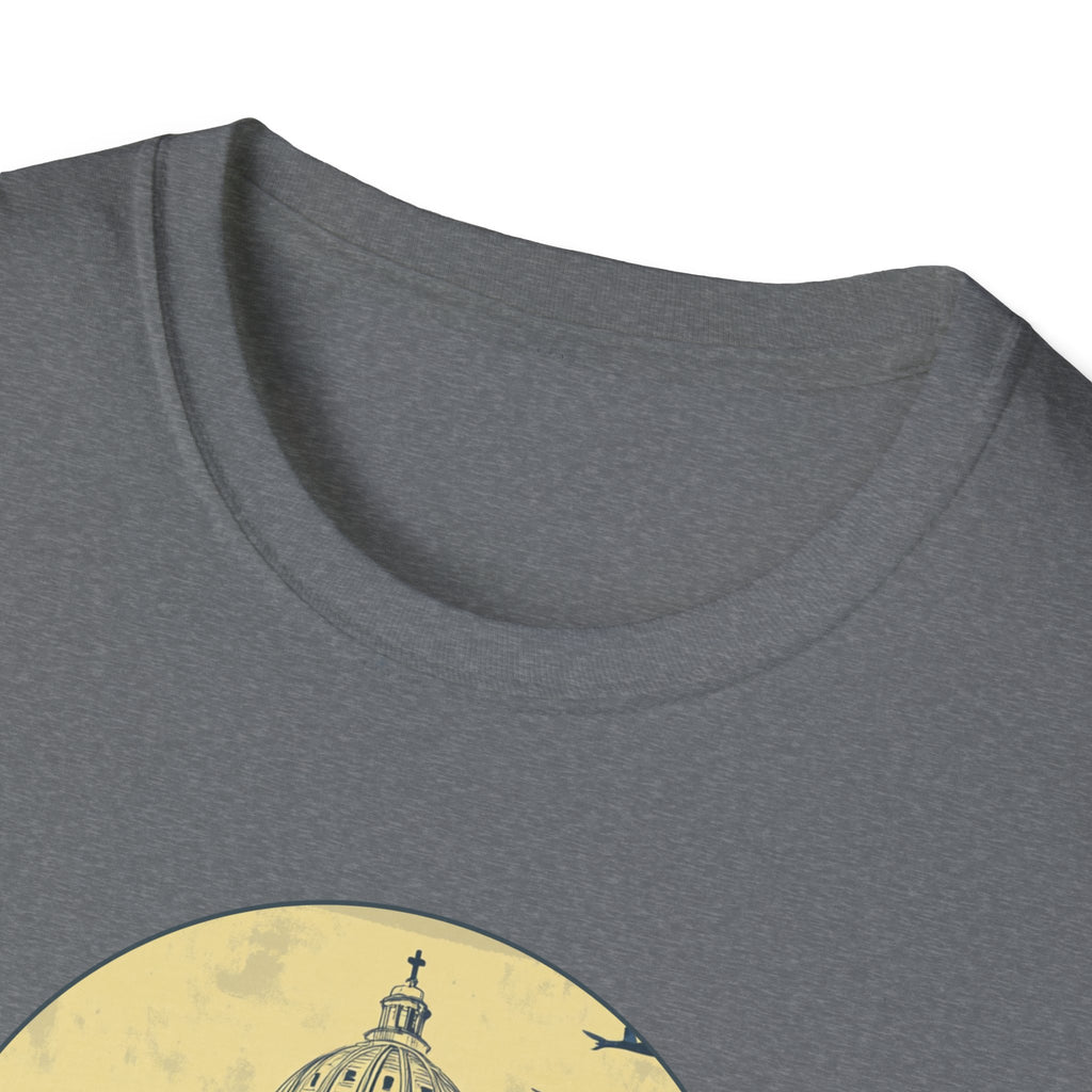 Rome skyline circle graphic T-Shirt | Vatican St. Peter dome vintage travel design