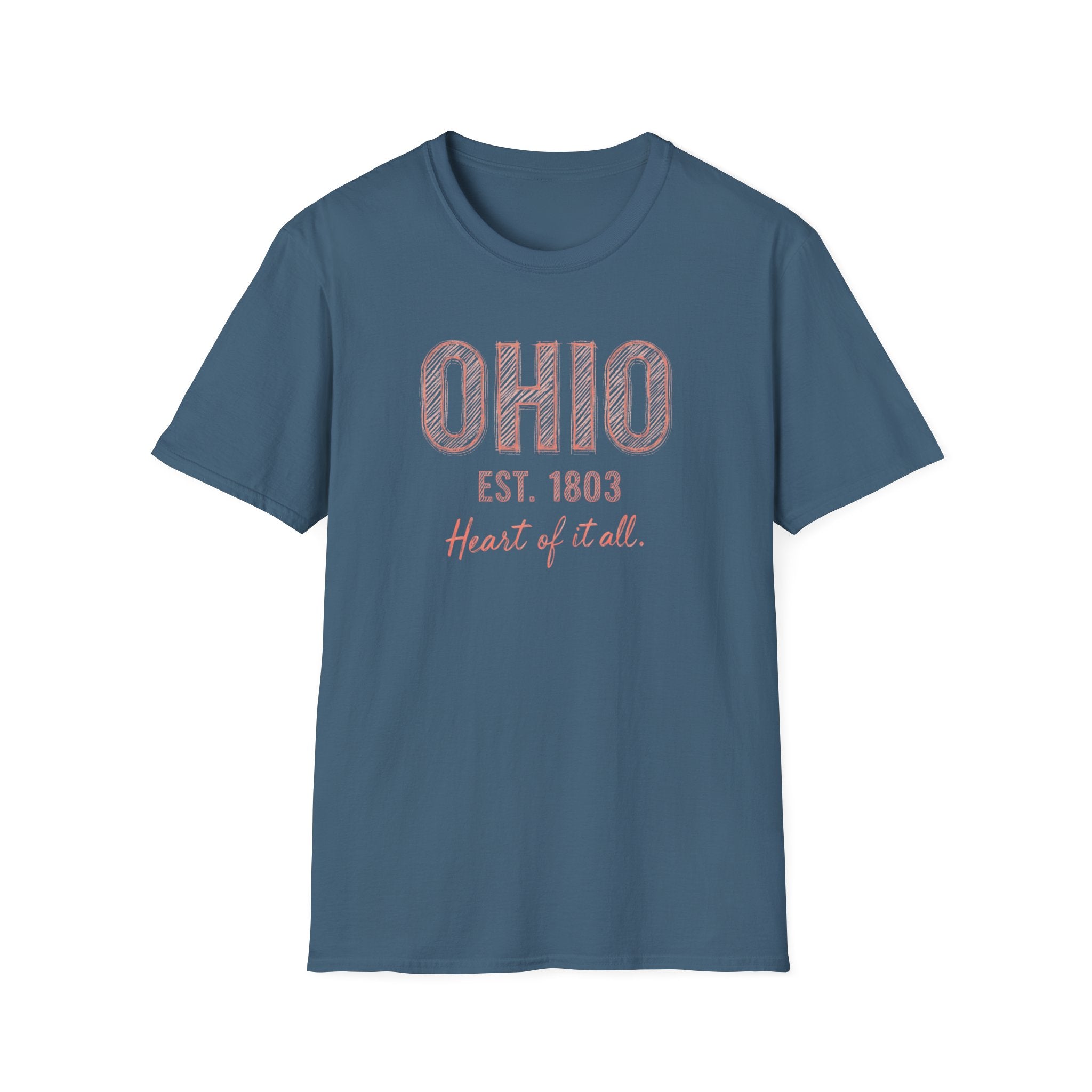 Ohio Heart of It All T-Shirt — Vintage State Pride Tee