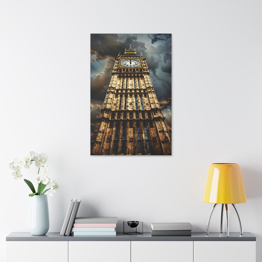 Big Ben London Canvas Wall Art — Dramatic Clock Tower Stretched Canvas