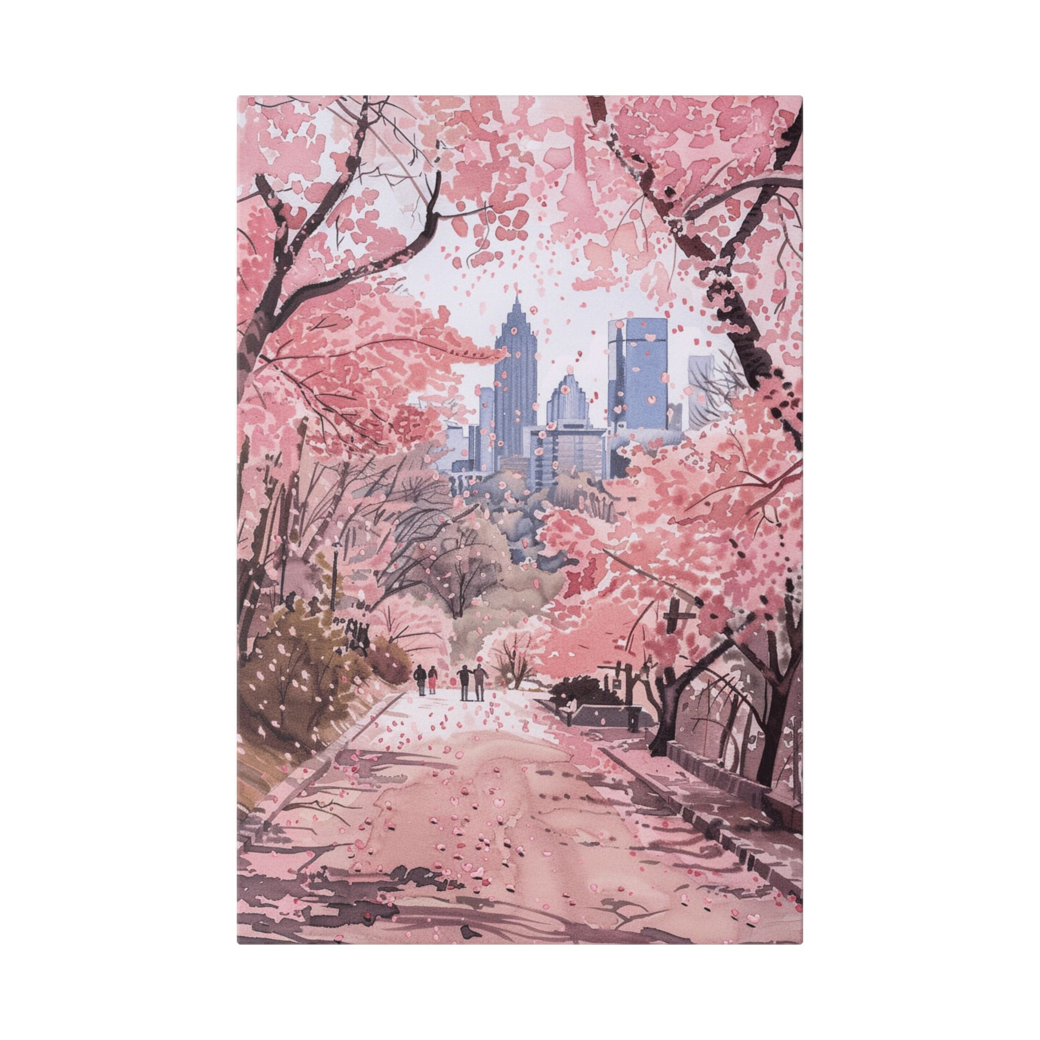 Atlanta Piedmont Park - Georgia - Cherry Blossom Cityscape Canvas - Bank of America Plaza