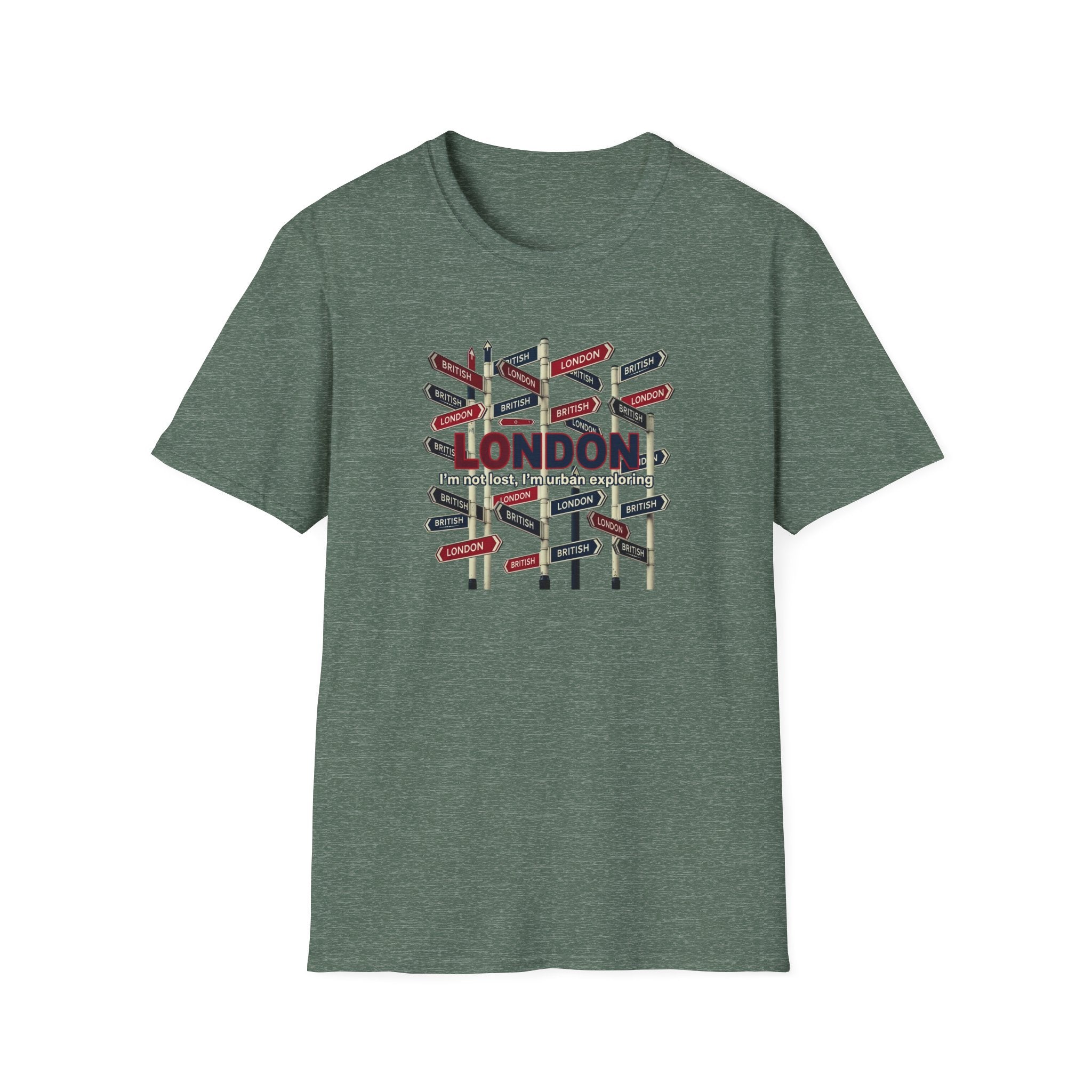 London Street Signs T-Shirt — Vintage Union Jack Directional Graphic
