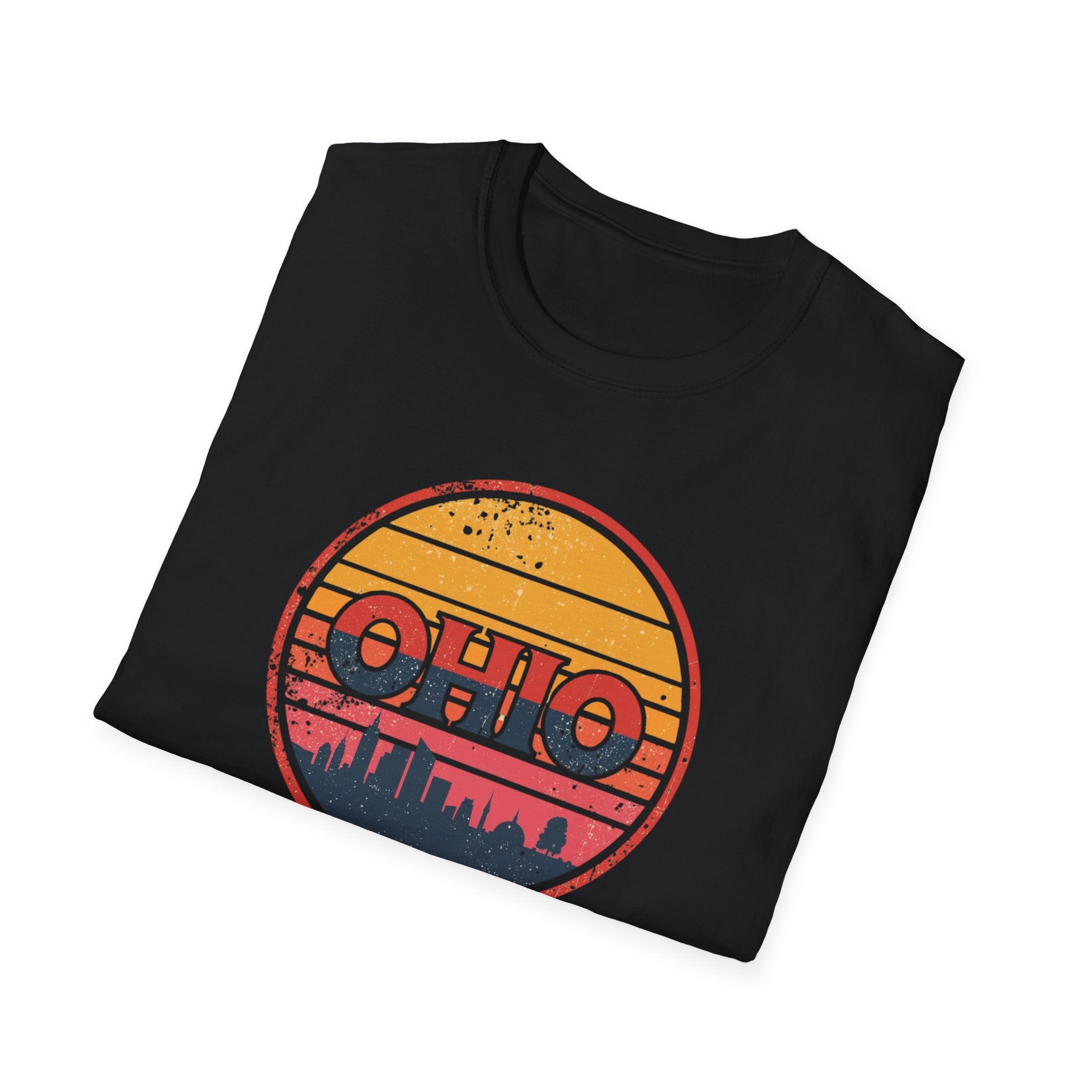 Ohio Retro Sunset T-Shirt — Vintage State Skyline Tee