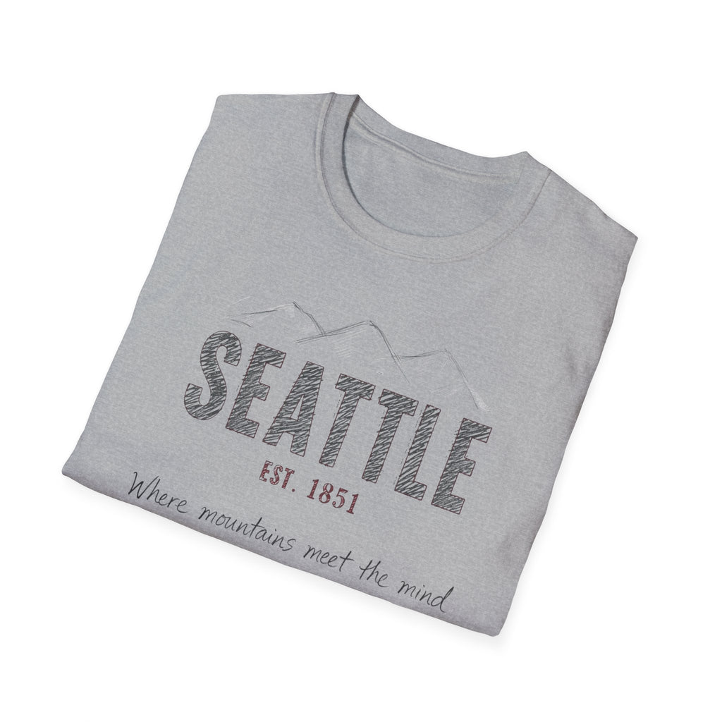 Seattle Mountains T-Shirt — "Where mountains meet the mind" Vintage City Tee