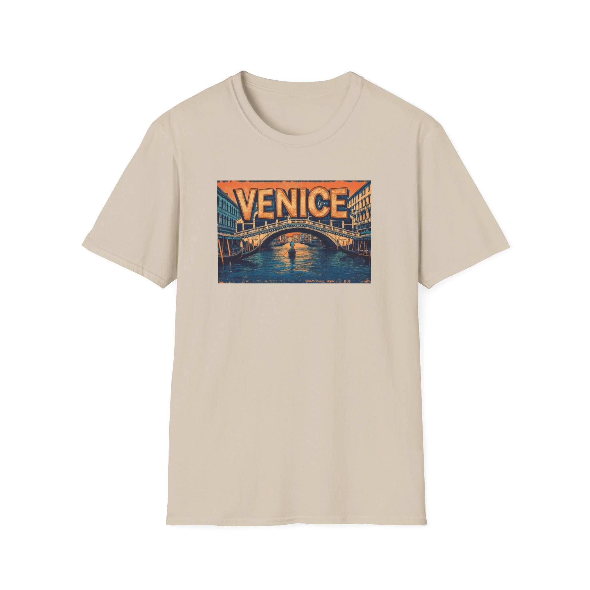 Venice Vintage Canal Poster T-Shirt | Gondola Bridge Italy Travel Tee