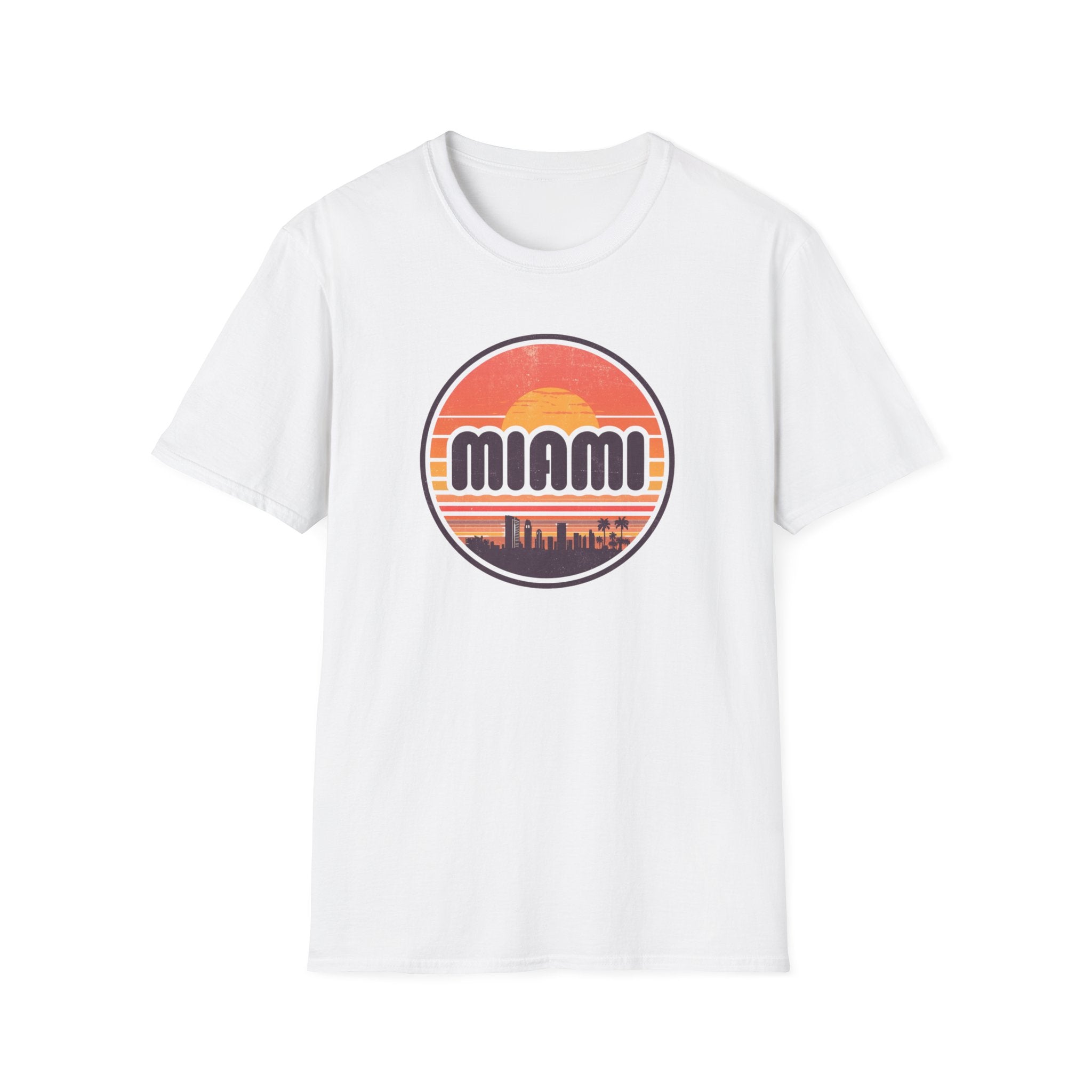 Miami Sunset T-Shirt — Retro Beach Skyline Tee