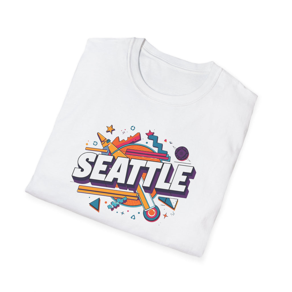 Seattle Retro Graphic T-Shirt — Colorful City Skyline Design