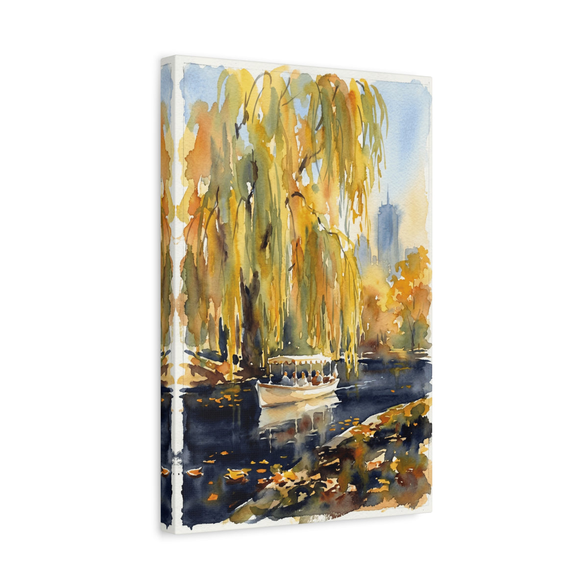 Boston Public Garden - New England - Hancock Tower - Autumn Willow Boat Canvas