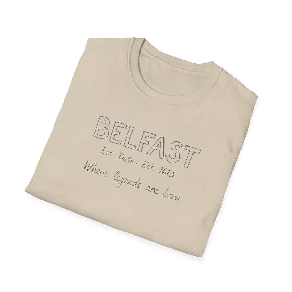 Belfast Handwritten Script T‑Shirt — 'Belfast: Let Love In' Minimal City Tee