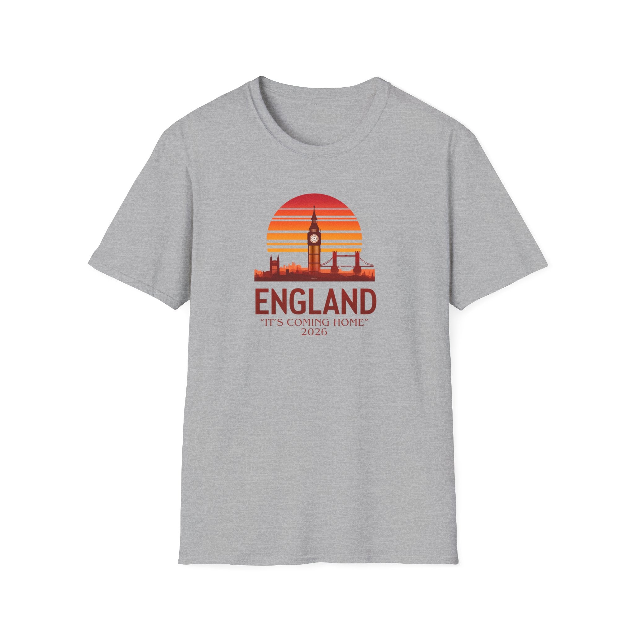 England Skyline World Cup 2026 T‑Shirt — "England It's Coming Home" Retro Sunset Tee