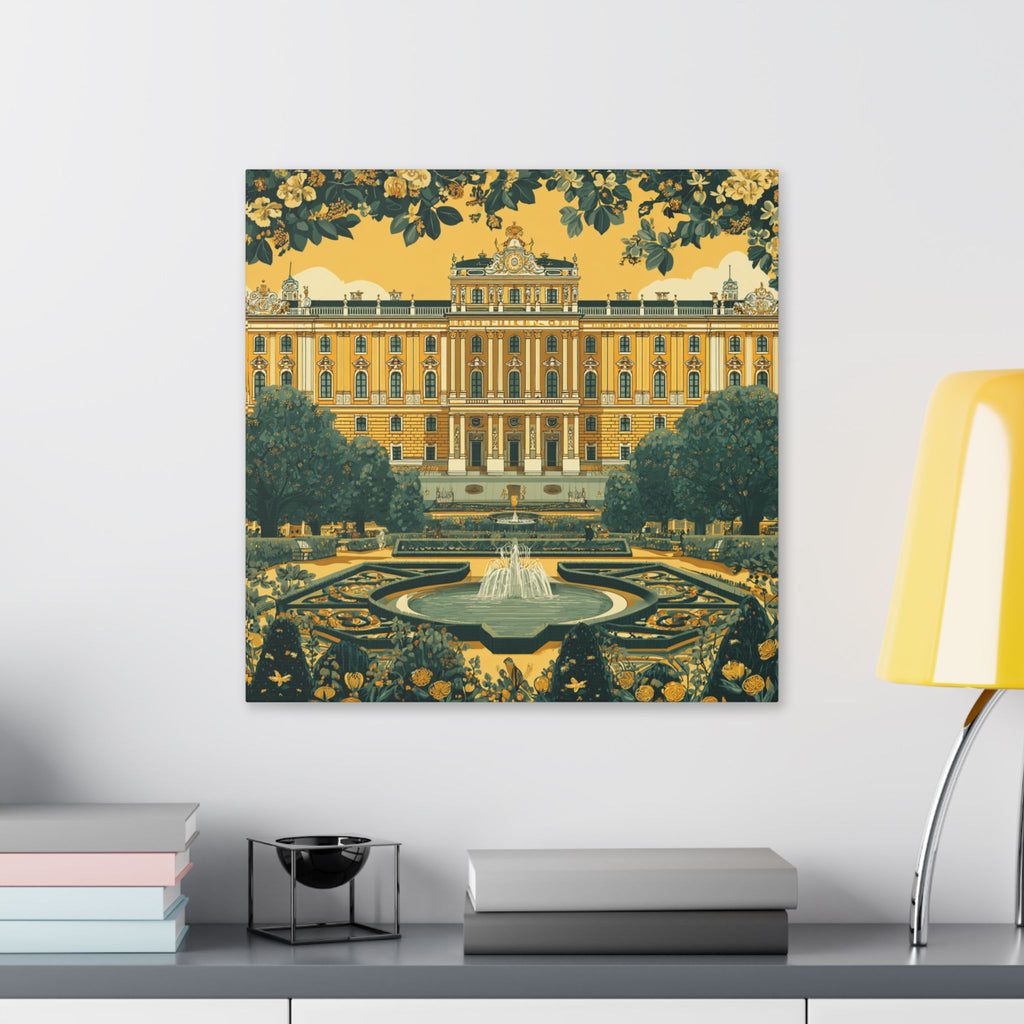 Vienna Schönbrunn Palace Canvas Print — Vintage Garden Fountain Wall Art