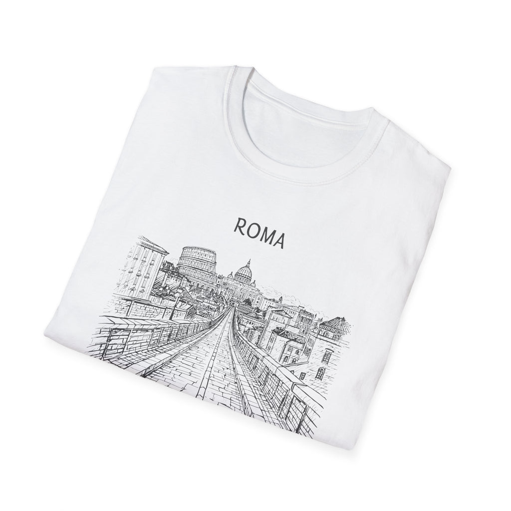 Rome skyline sketch T-Shirt | Ponte Sant'Angelo illustration, travel souvenir