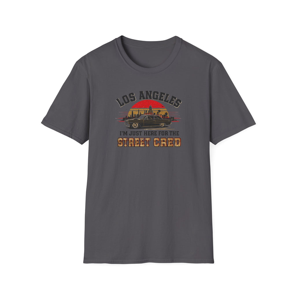 Los Angeles Vintage Sunset T-Shirt — "I’m Just Here for the Street Cred" Car Graphic