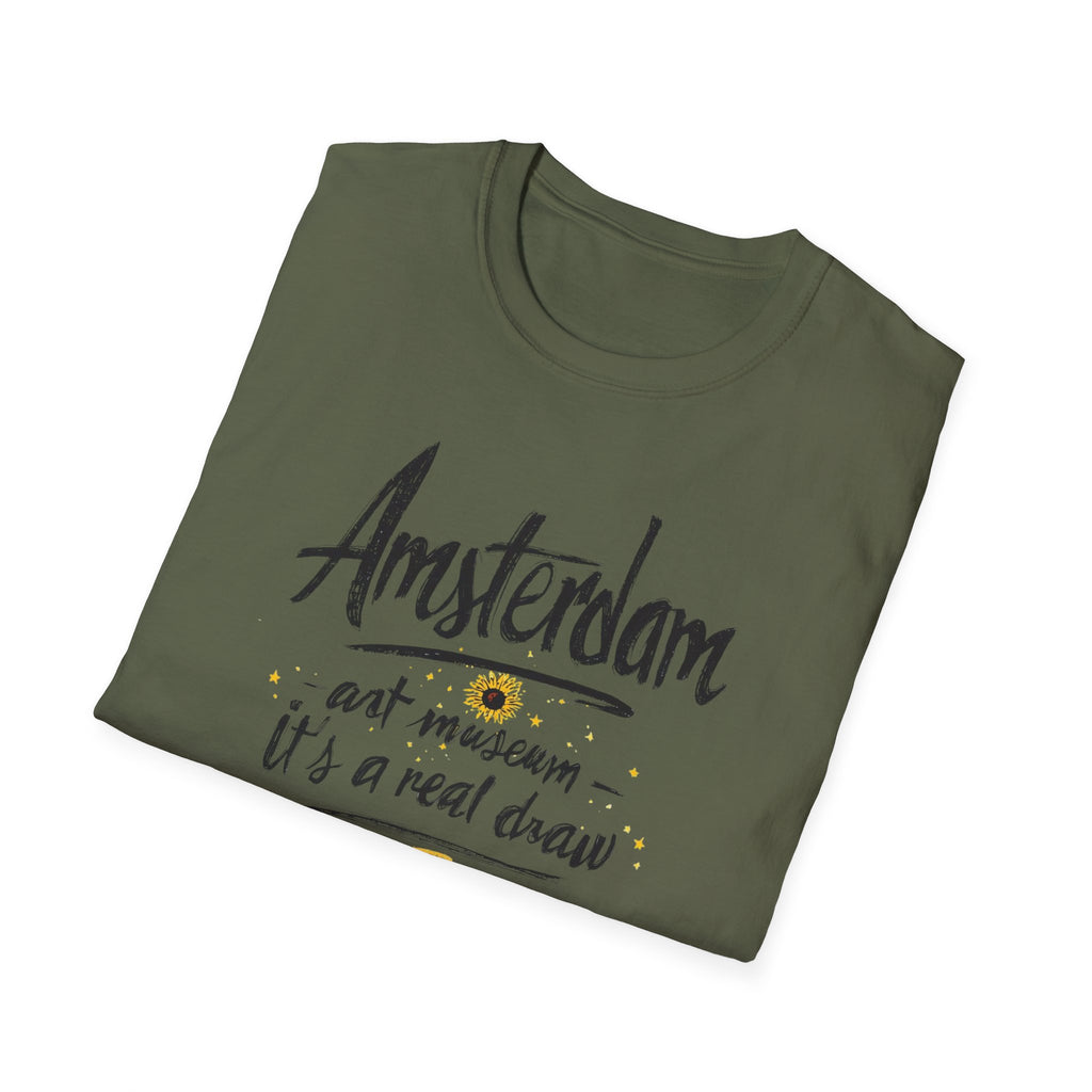 Amsterdam Art Museum T-Shirt — "Amsterdam" Script Graphic with "art museum — it’s a real draw"
