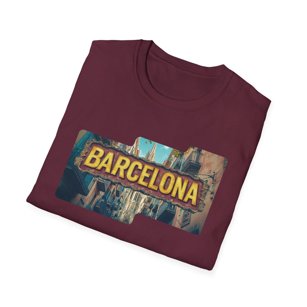 Barcelona Cityscape T-Shirt | Vintage Sign Travel Tee