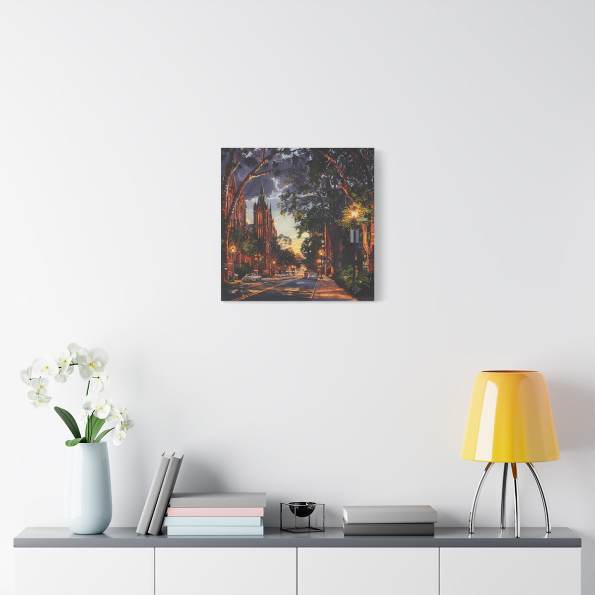 Atlanta Sweet Auburn District - Sunset Church Street Canvas Print — Urban Evening Landscape Wall Art