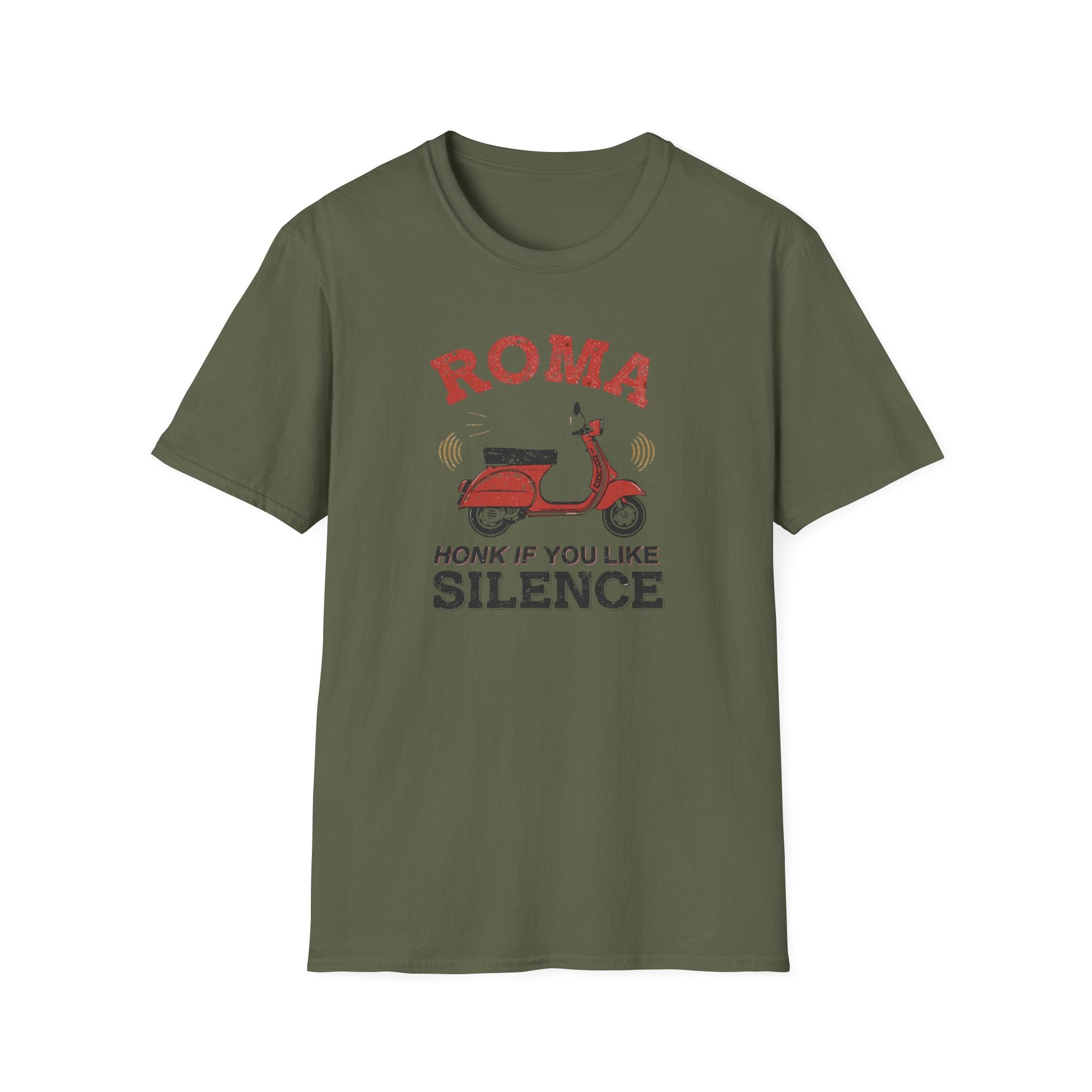 Roma Scooter T‑Shirt — "Honk If You Like Silence" Vintage Vespa Tee