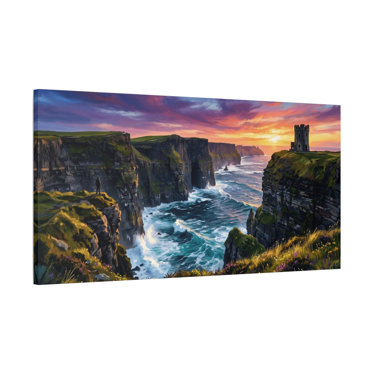 Cliffs of Moher - Ireland - Sunset Canvas Wall Art — Dramatic Coastal Landscape Stretched Canvas