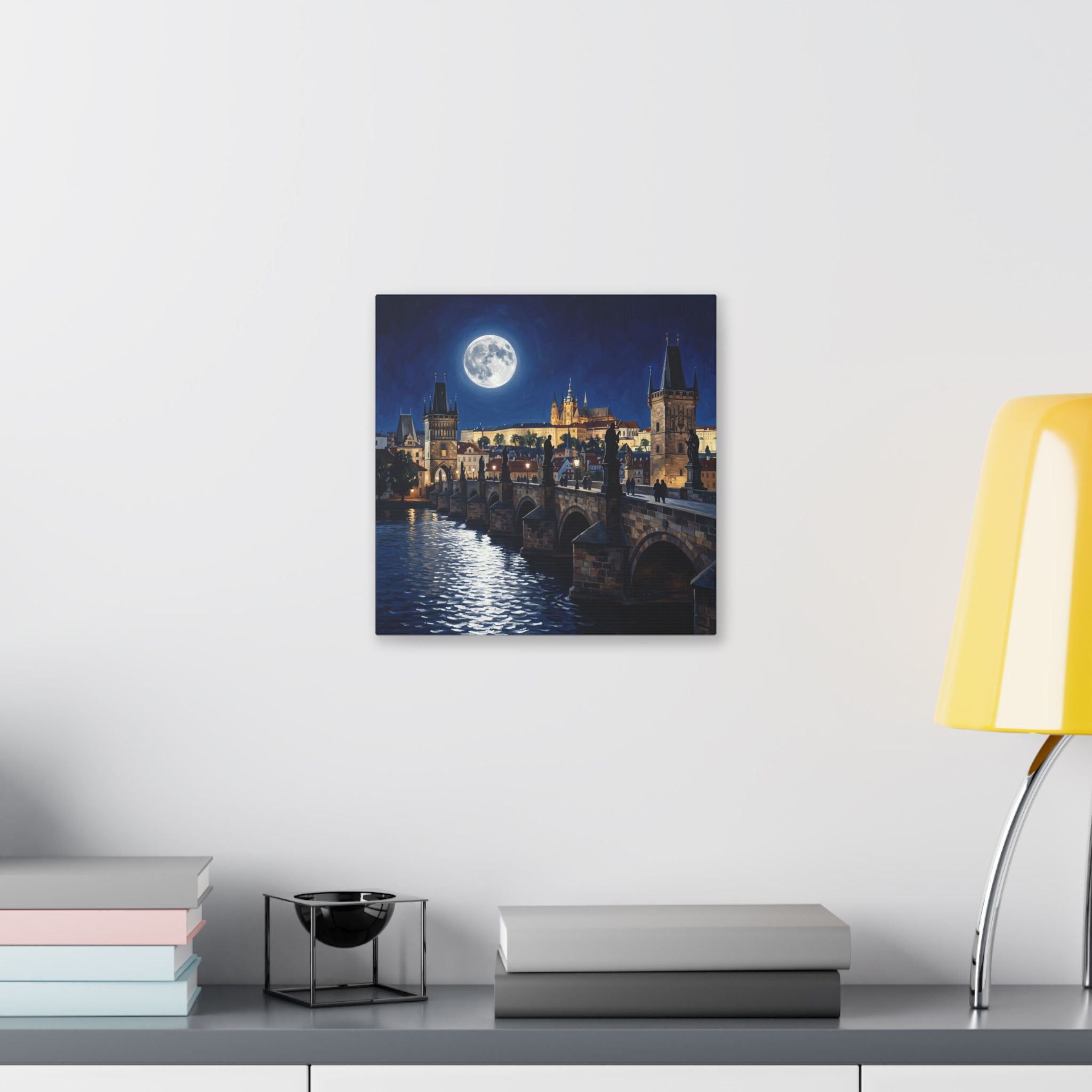 Prague Moonlit Bridge Canvas