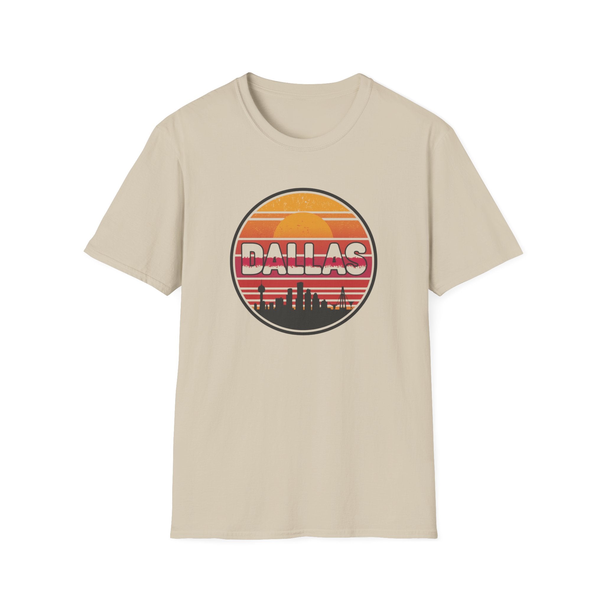 Dallas Sunset Skyline T‑Shirt — Retro Cityscape Tee