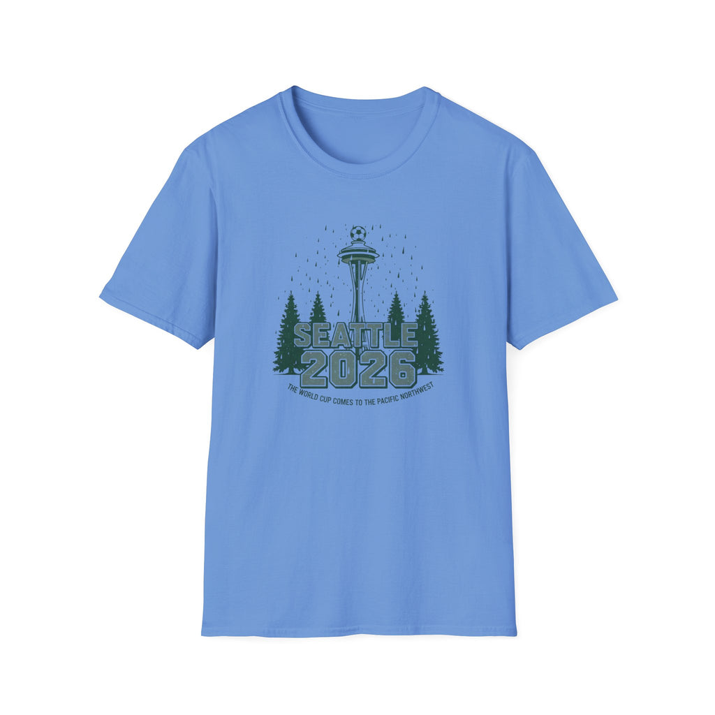 Seattle 2026 Souvenir T-Shirt — Space Needle & Pine Trees Travel Tee