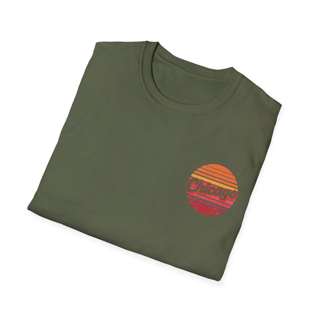 Chicago Retro Sunset T-Shirt | Vintage City Logo Tee