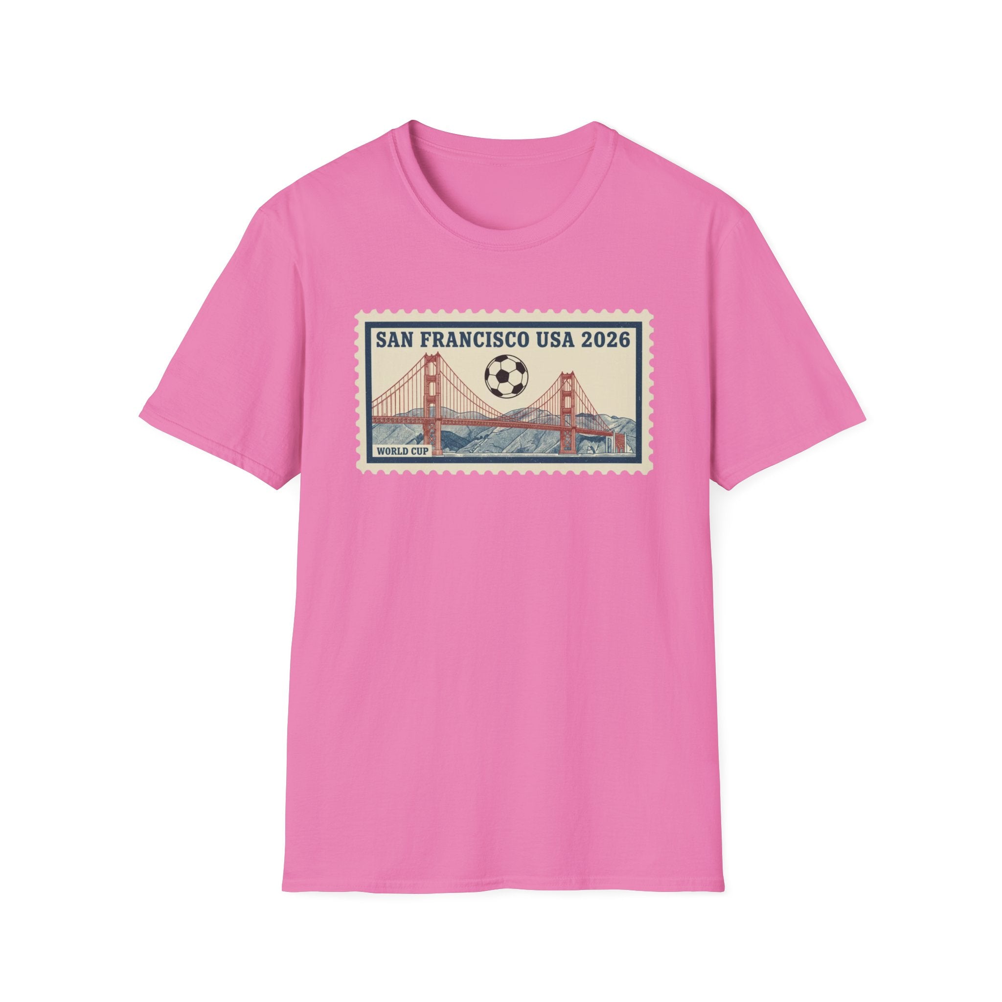 San Francisco 2026 Golden Gate Stamp T-Shirt — Vintage Soccer Postage Design