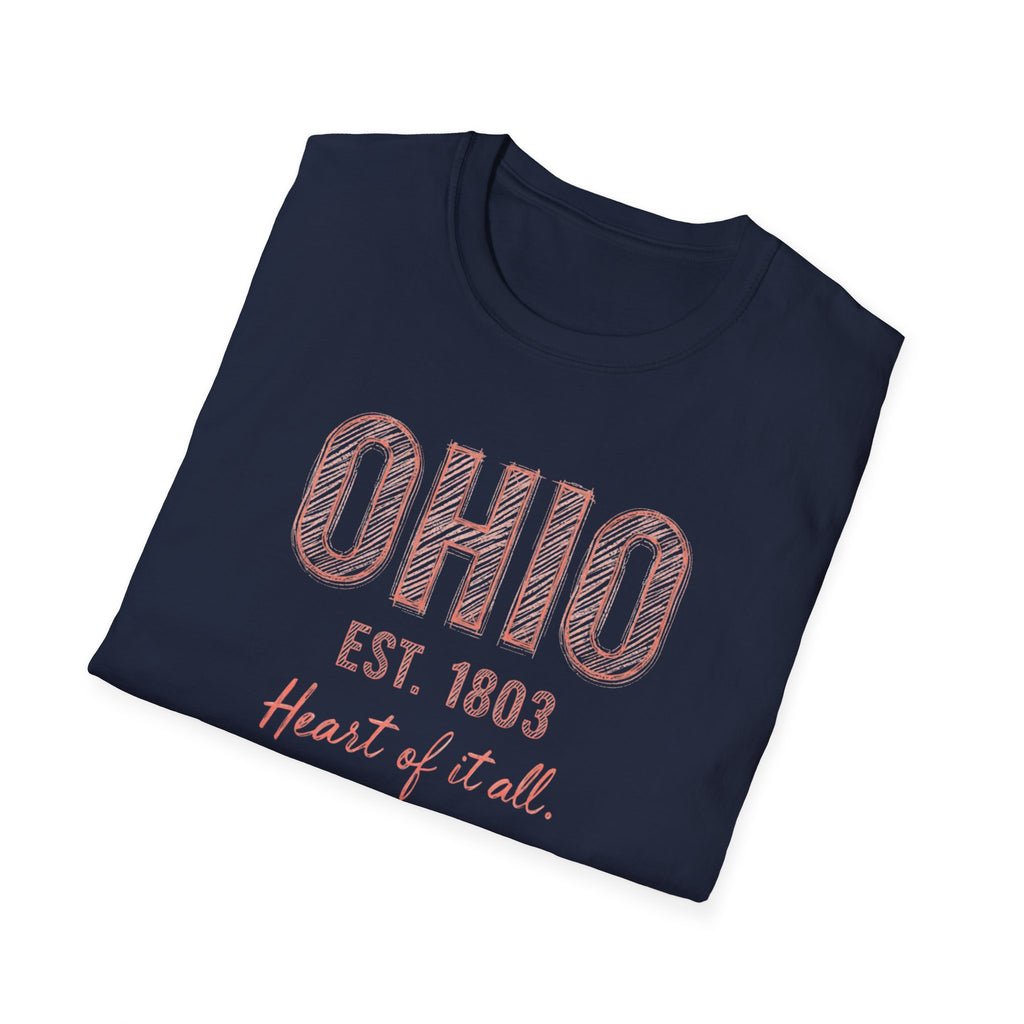 Ohio Heart of It All T-Shirt — Vintage State Pride Tee