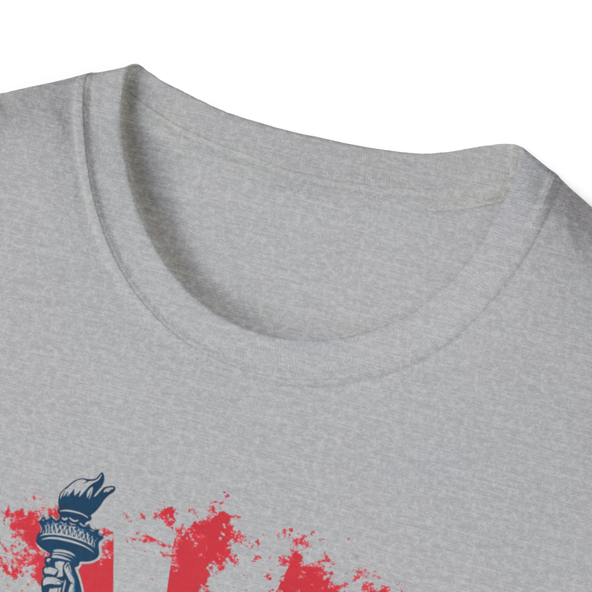 Statue of Liberty New York T-Shirt | City Skyline, Red Rays Graphic