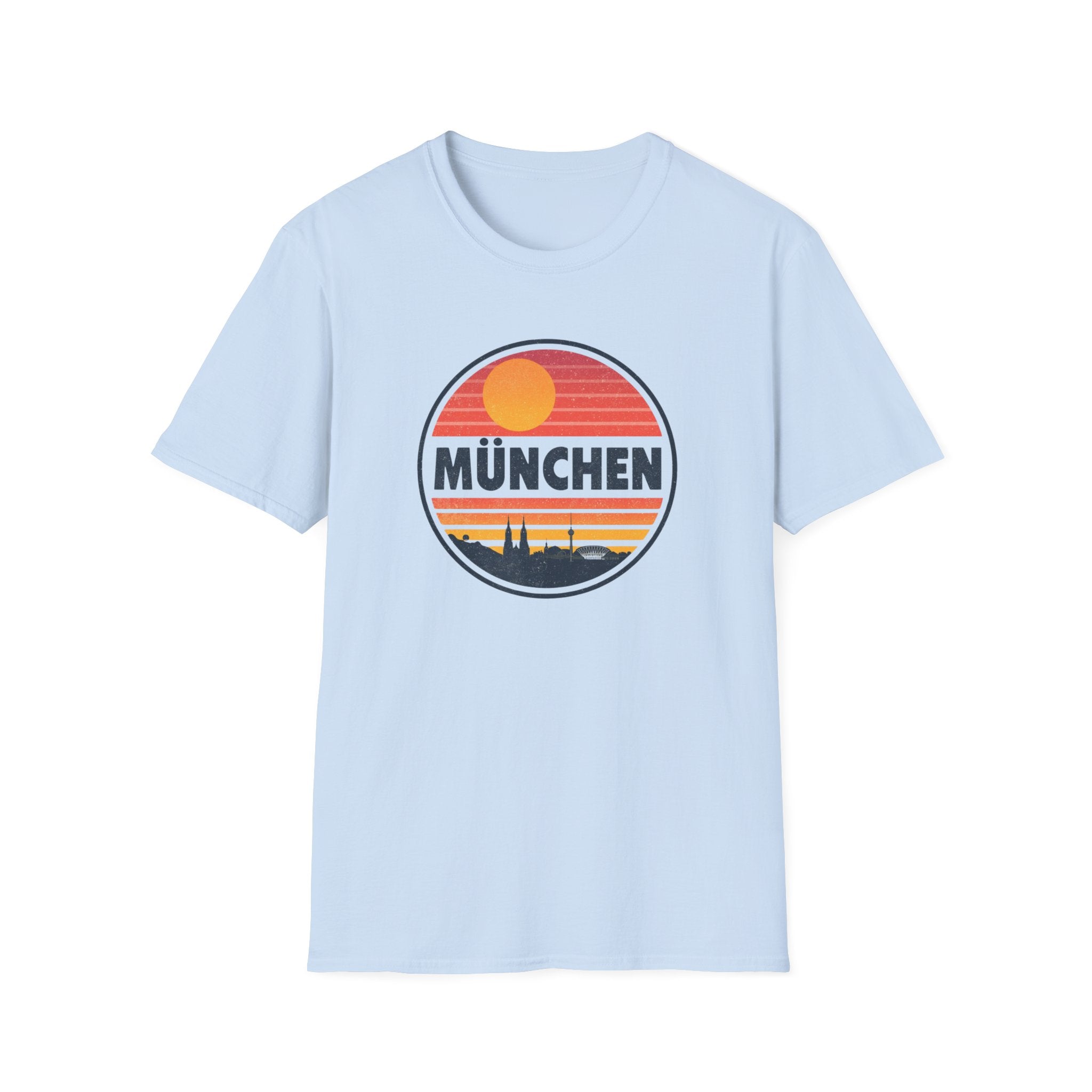 München Sunset T-Shirt — Retro Vintage Munich Skyline Tee