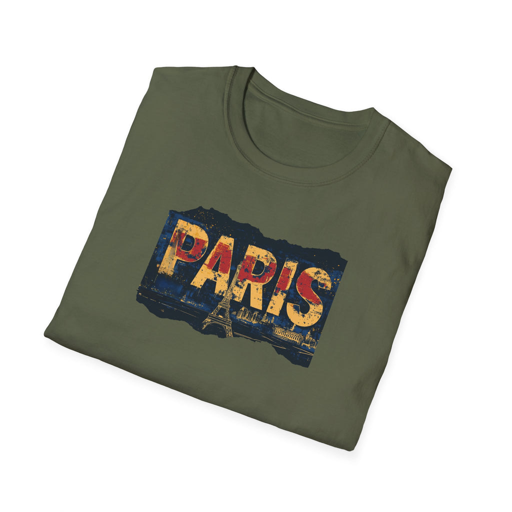 Paris Skyline Graphic T-Shirt | Vintage Textured Paris Design