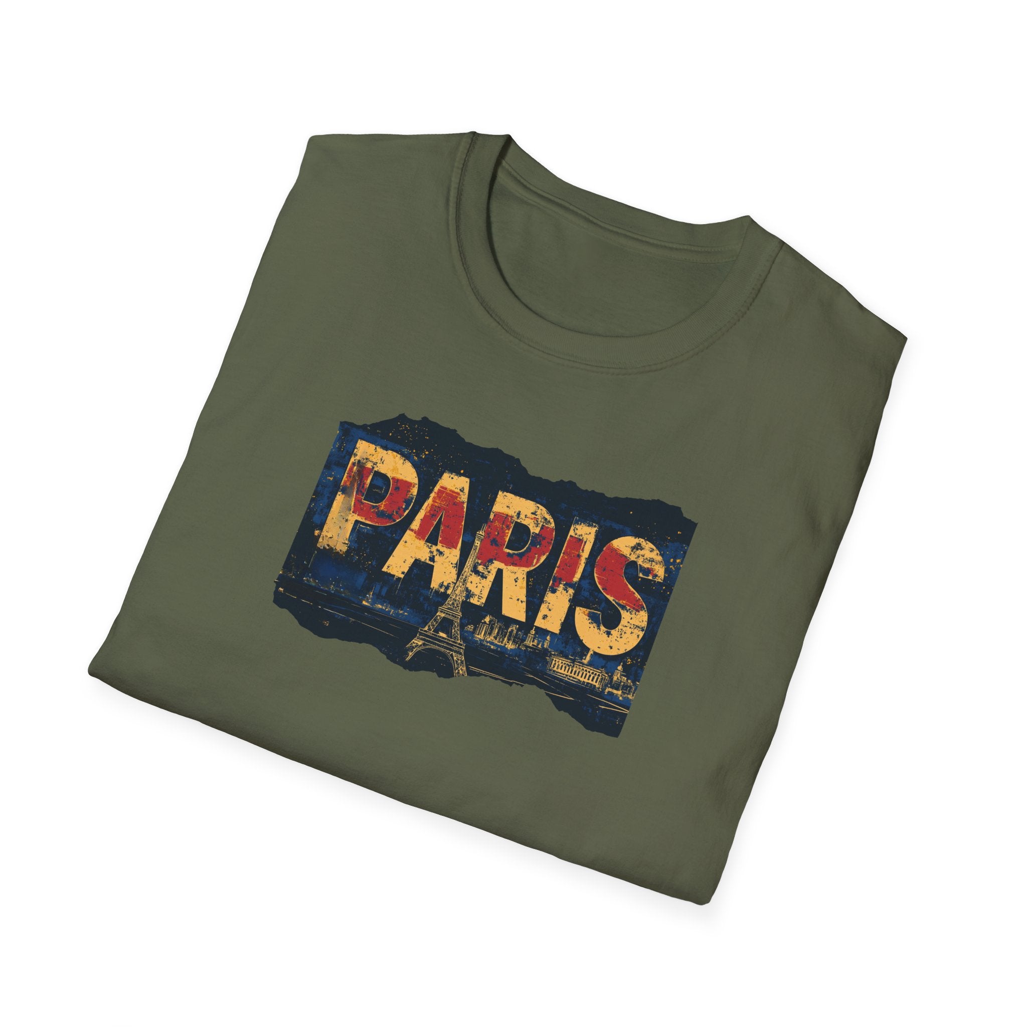 Paris Skyline Graphic T-Shirt | Vintage Textured Paris Design