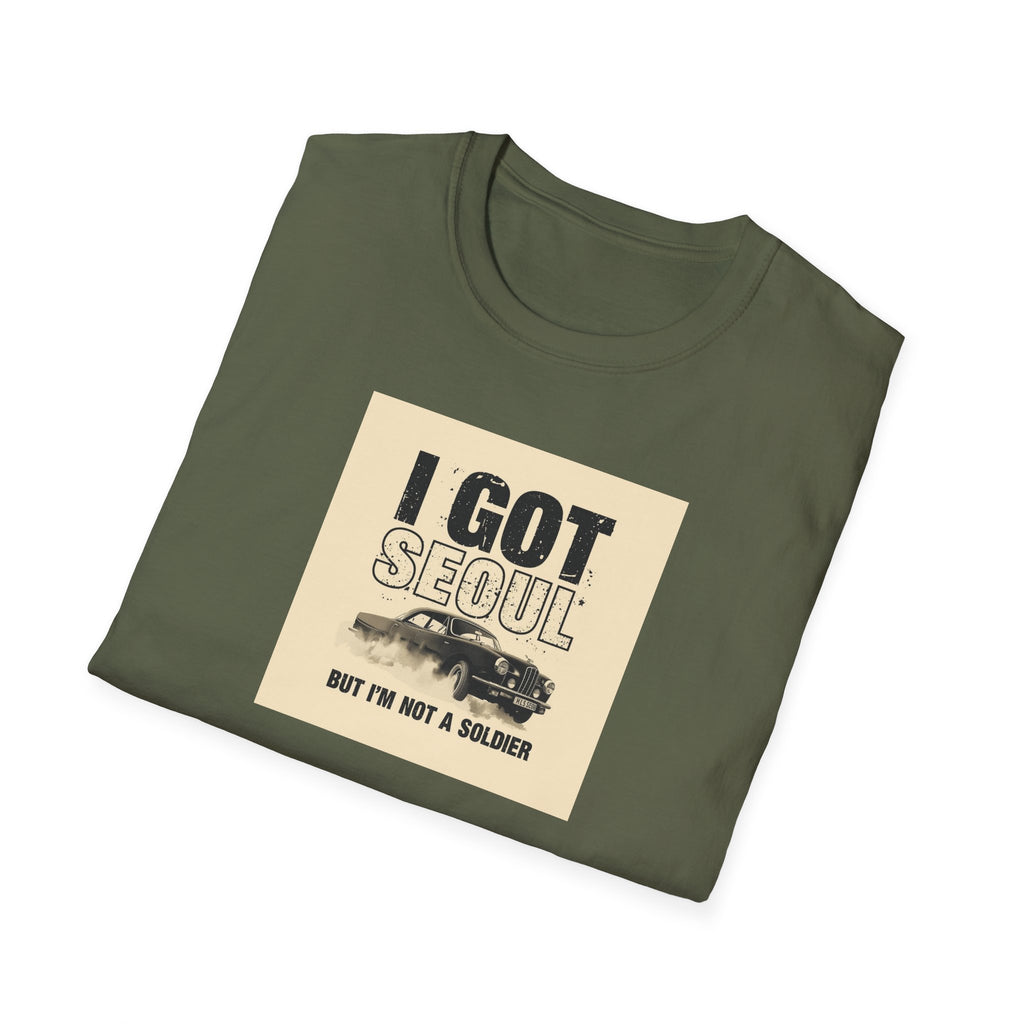 Seoul Travel Tee — "I Got Seoul But I’m Not A Soldier" Vintage Korea Souvenir T-Shirt