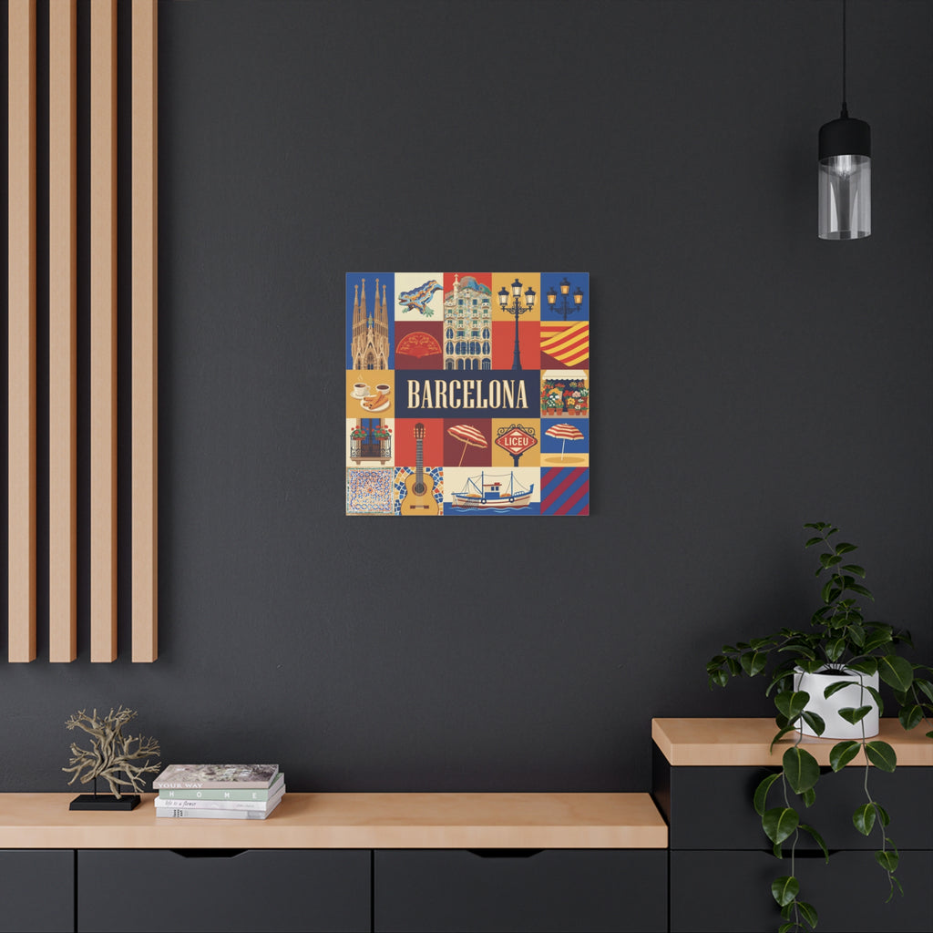 Barcelona Travel Collage Canvas