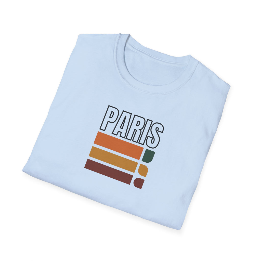 Paris Retro Stripes T-Shirt | Vintage Skyline Bars, Minimal Graphic