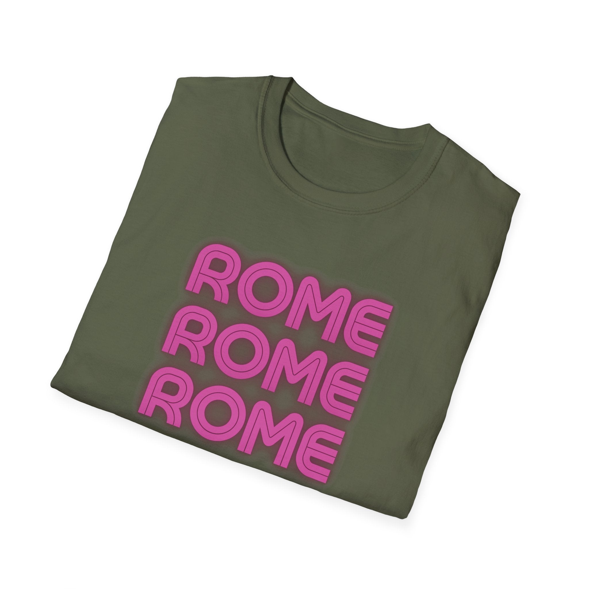 Rome Rome Rome T-Shirt | Pink Retro Text Tee