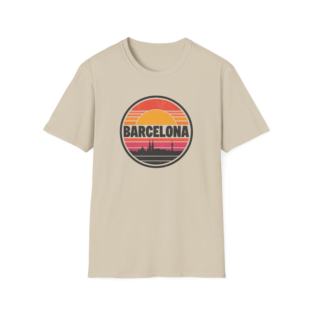 Barcelona Sunset T-Shirt — Retro Skyline Graphic Tee