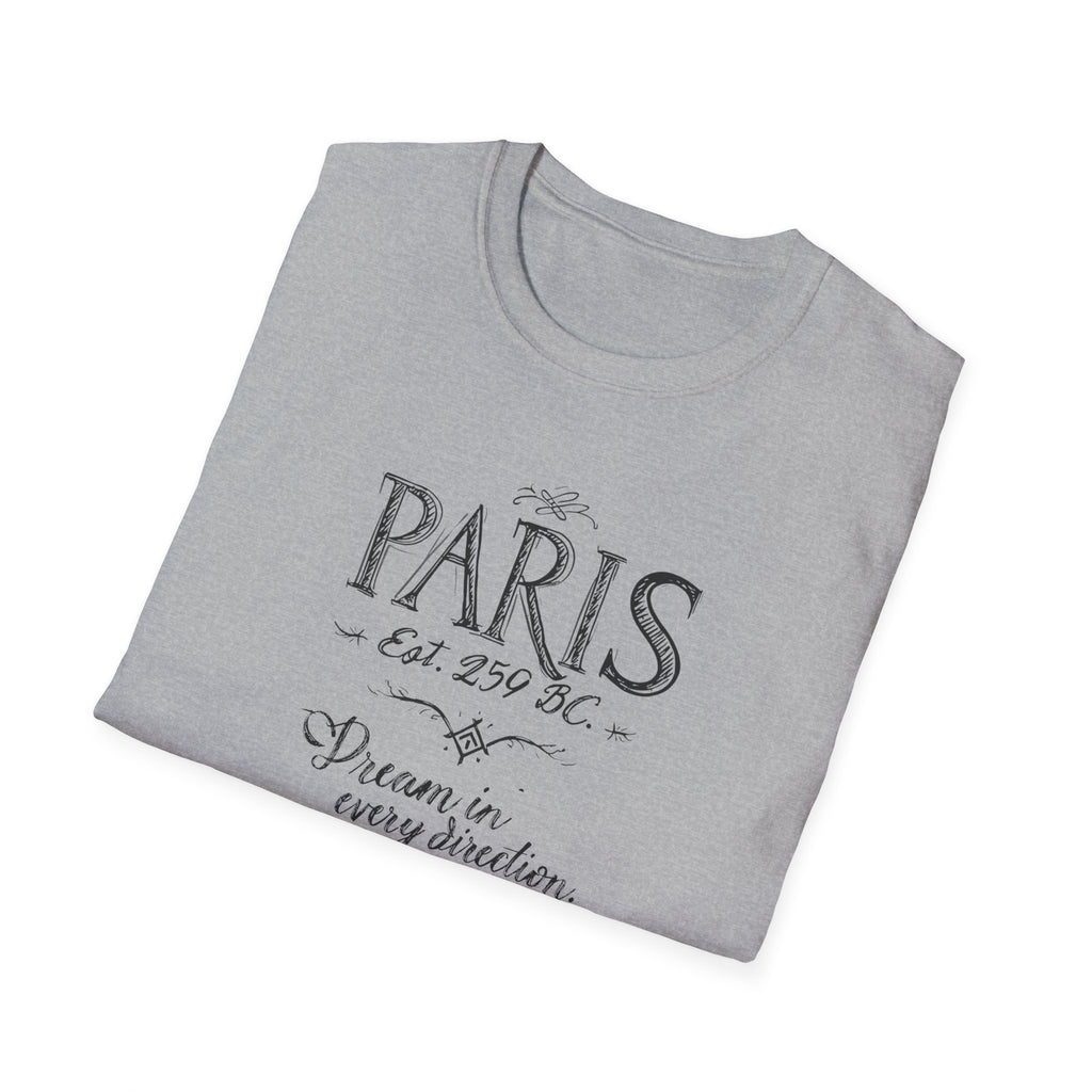 Paris Vintage Script T‑Shirt — "Dream in Every Direction"