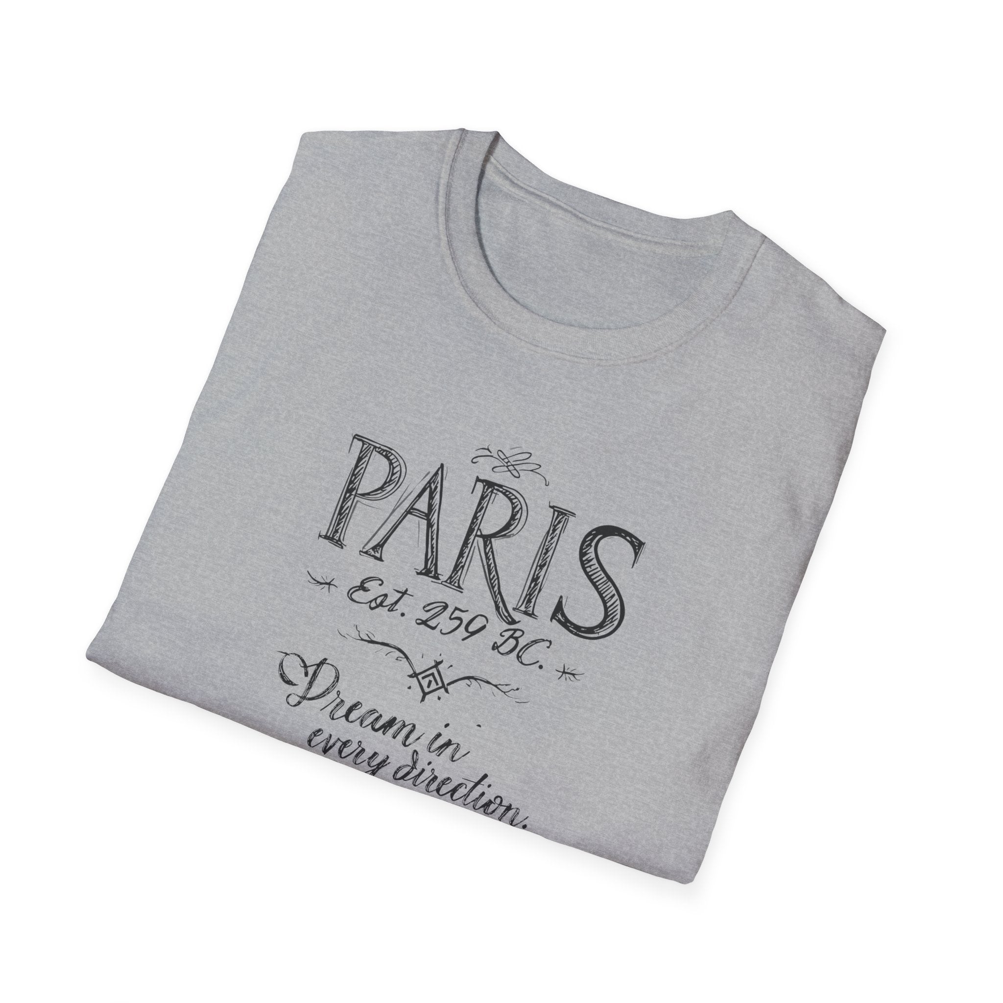 Paris Vintage Script T‑Shirt — "Dream in Every Direction"